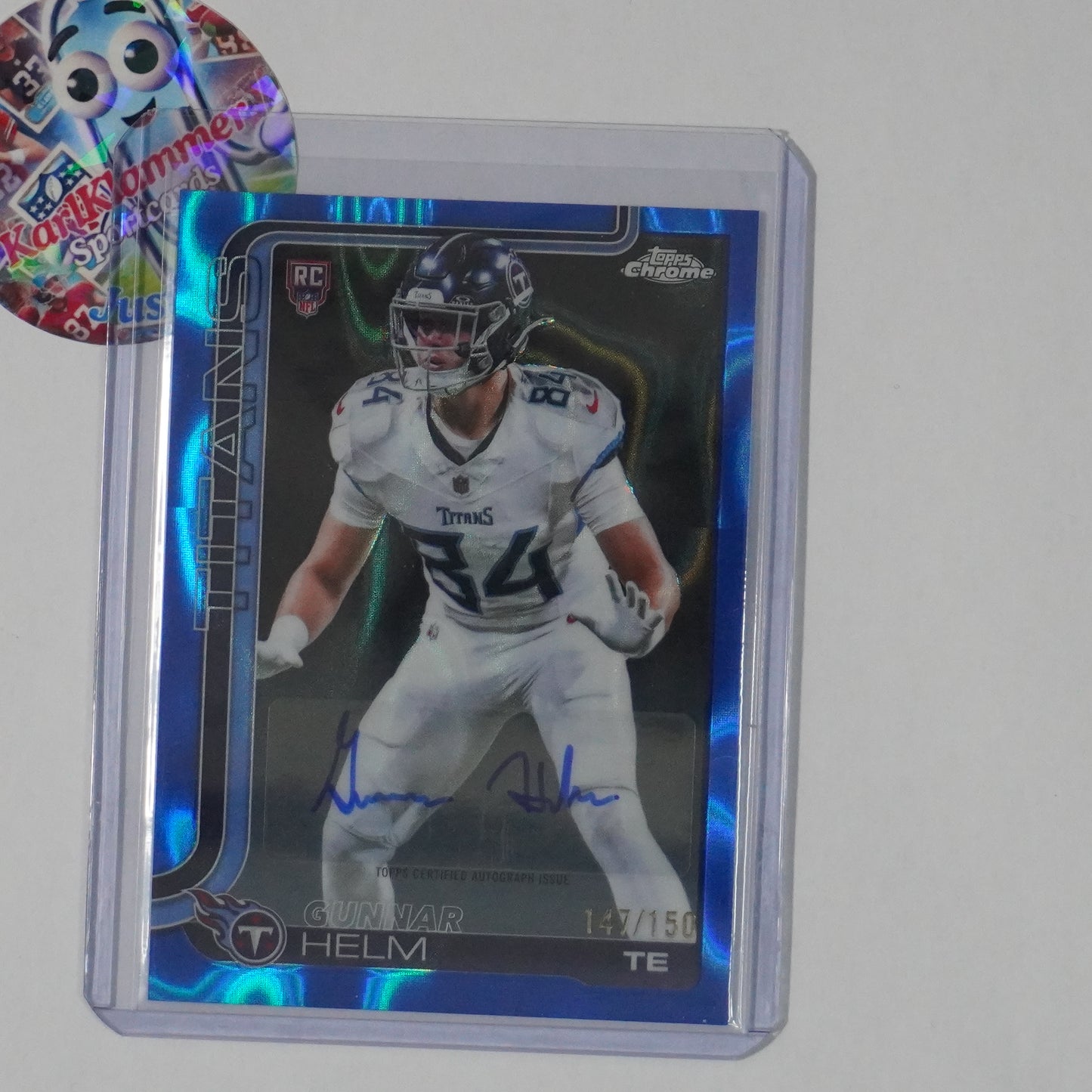 2025 Topps Chrome #RA-GH Gunnar Helm Rookie Auto Blue Lava Refractor #/150