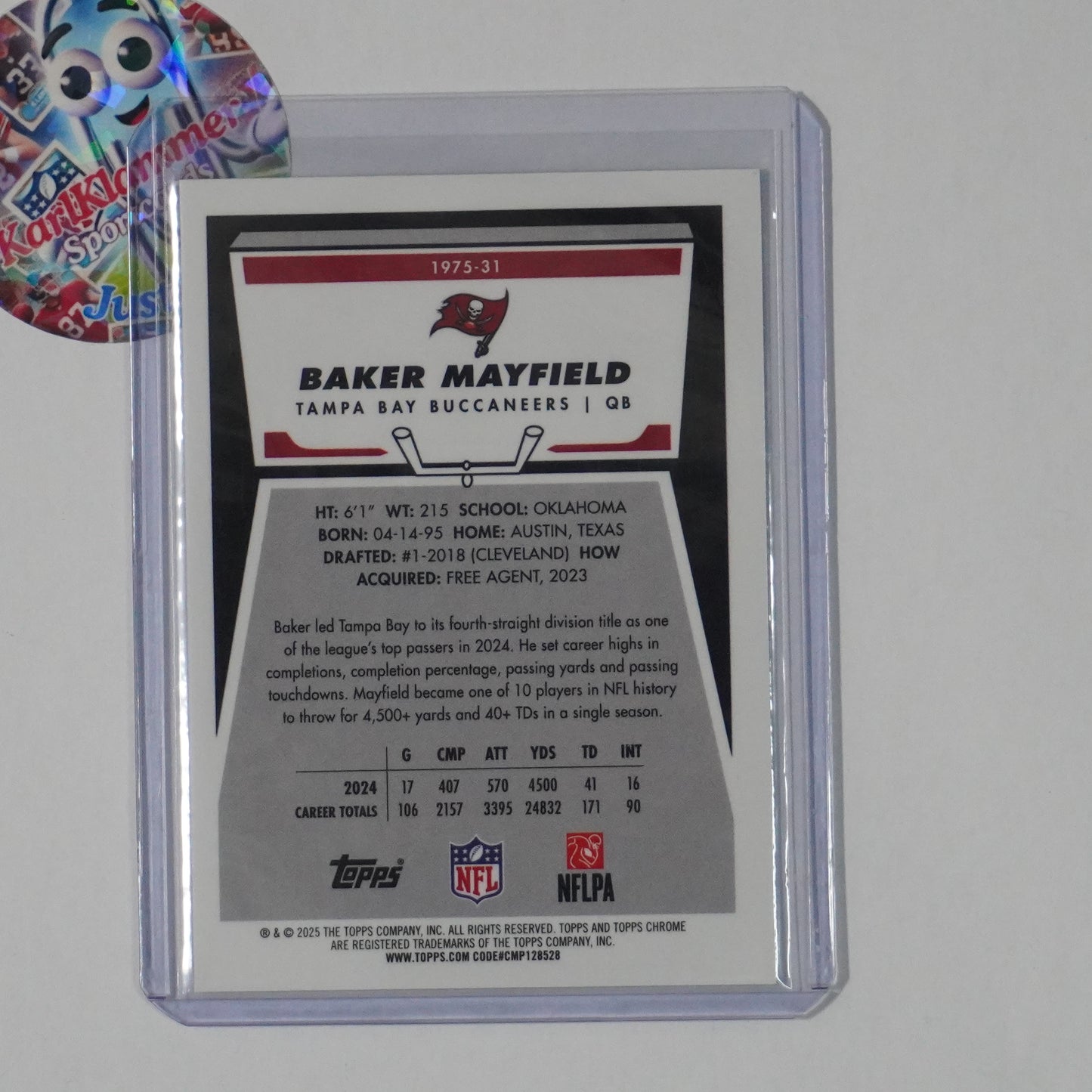 2025 Topps Chrome #1975-31 Baker Mayfield 1975 Topps X-Fractor Buccaneers