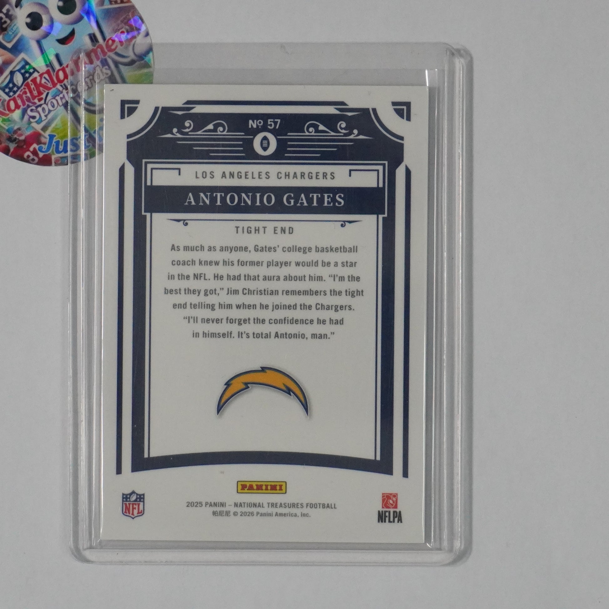 2025 Panini National Treasures #57 Antonio Gates Midnight #/20 Chargers