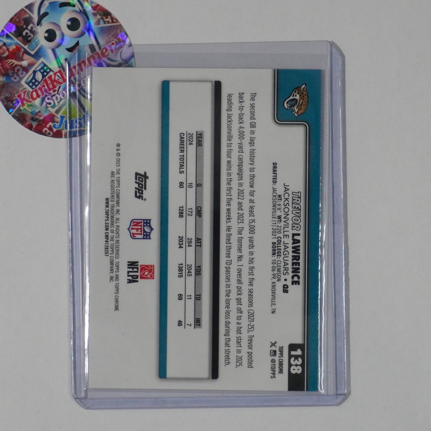 2025 Topps Chrome #138 Trevor Lawrence Hot Pink X-Fractor Jacksonville Jaguars