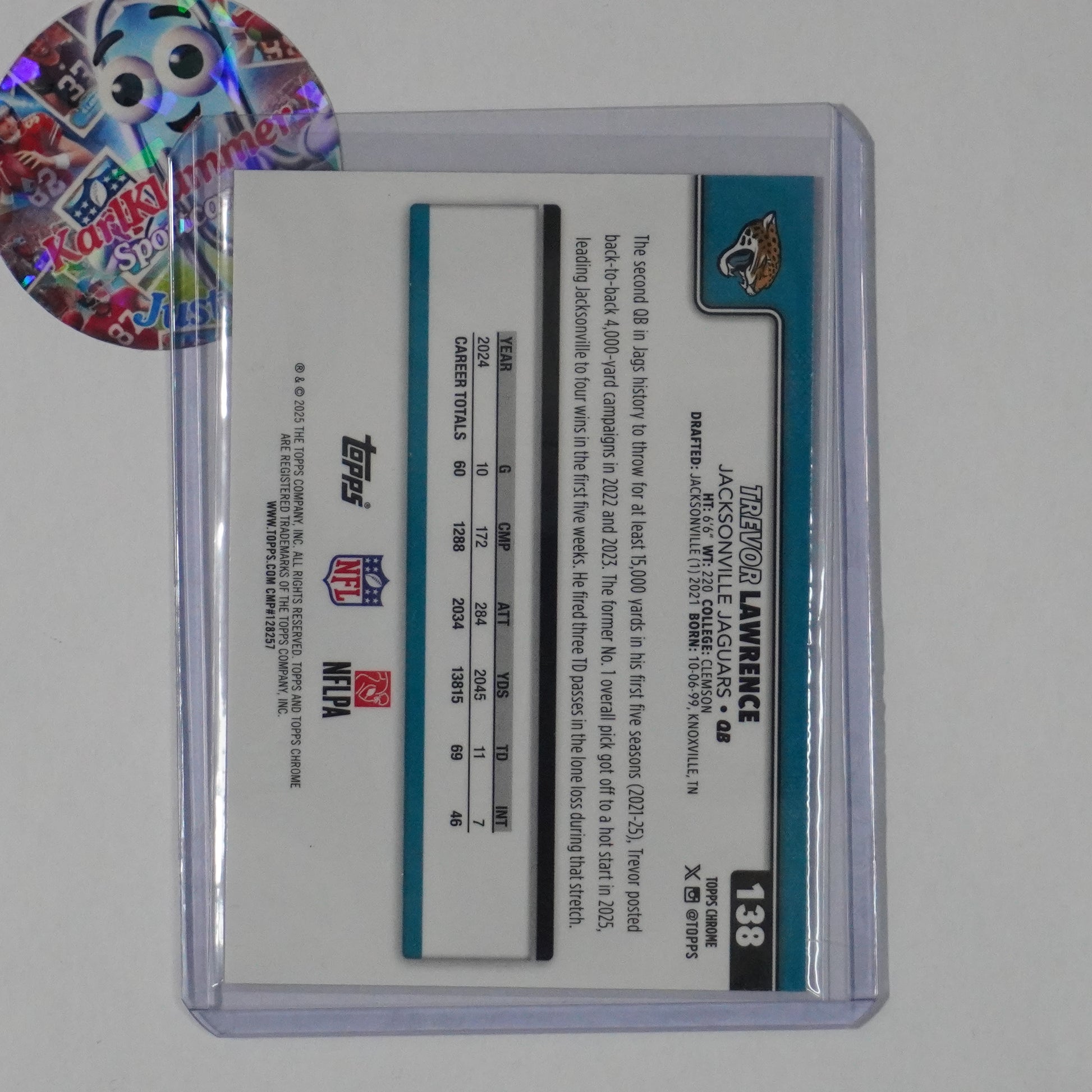 2025 Topps Chrome #138 Trevor Lawrence Hot Pink X-Fractor Jacksonville Jaguars