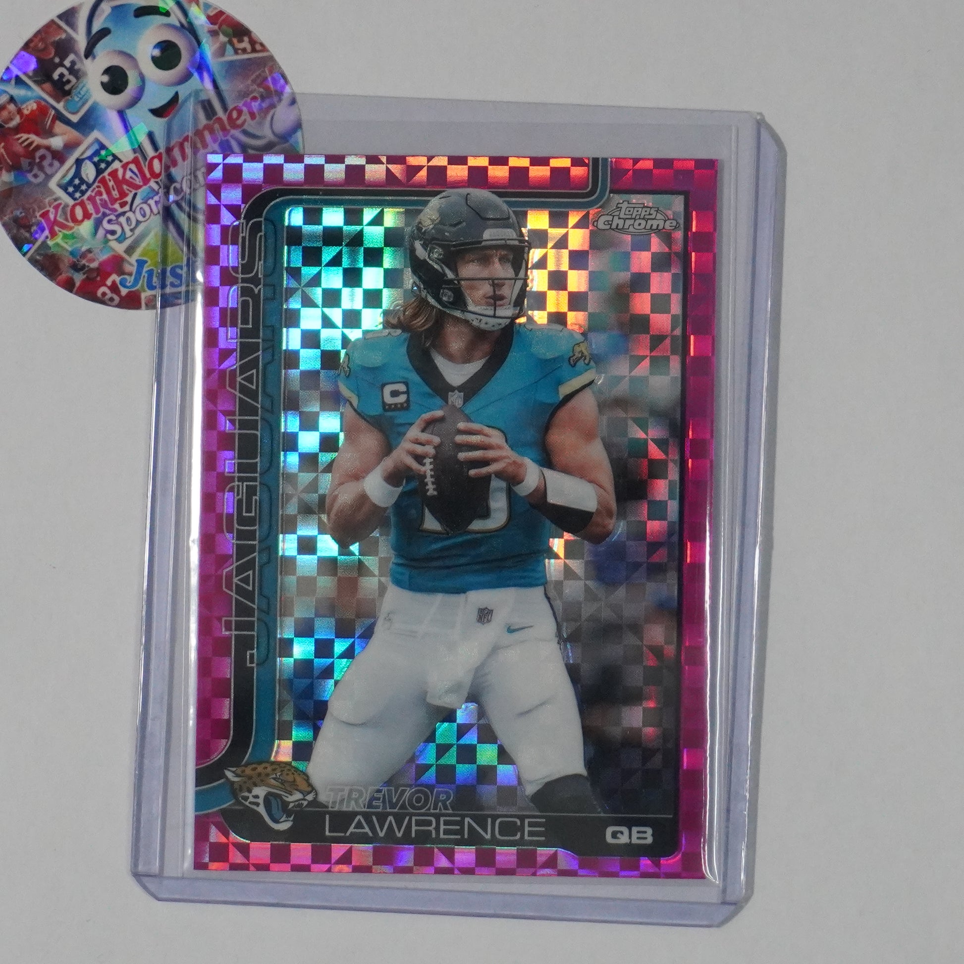 2025 Topps Chrome #138 Trevor Lawrence Hot Pink X-Fractor Jacksonville Jaguars
