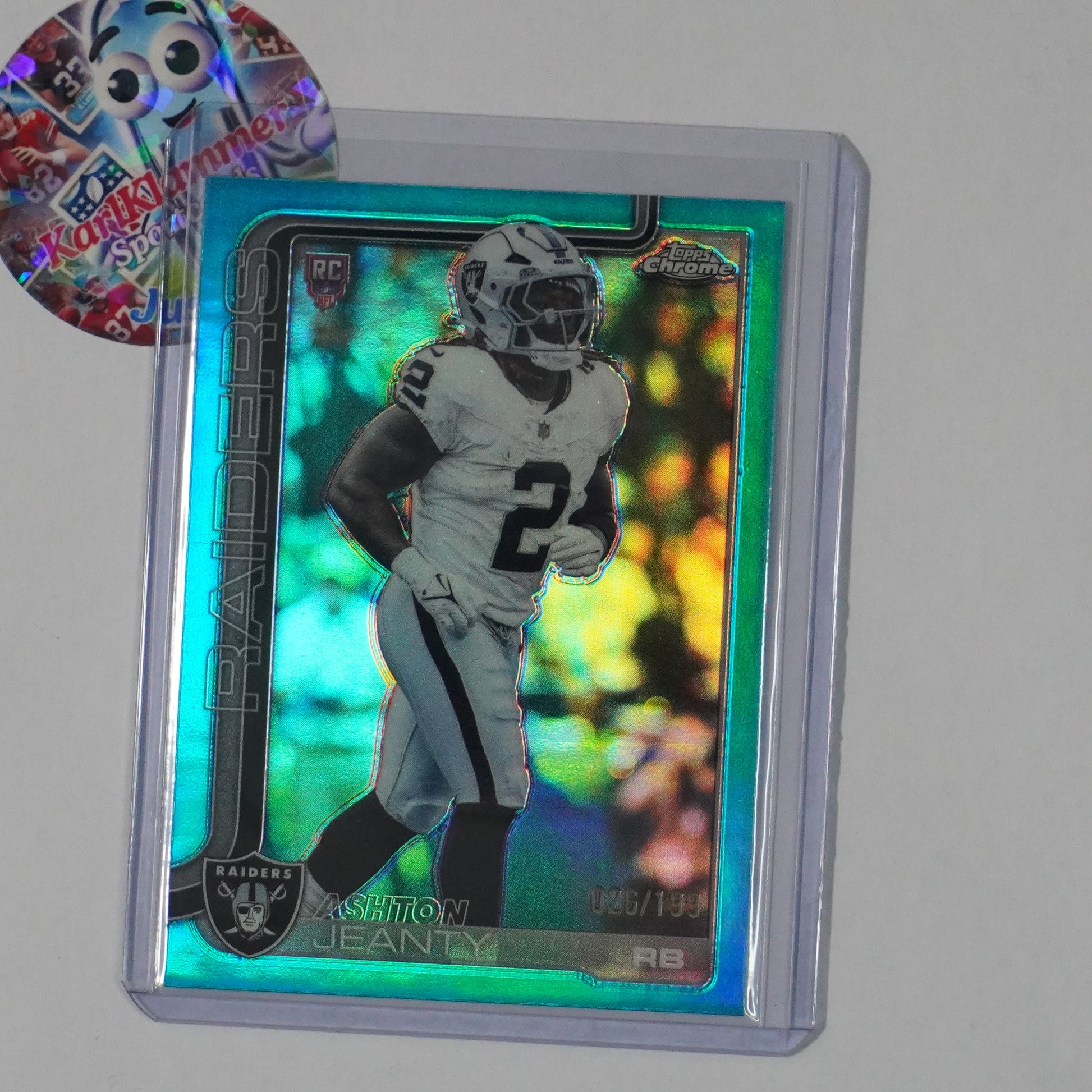 2025 Topps Chrome #322 Ashton Jeanty Aqua Refractor #/199 Las Vegas Raiders