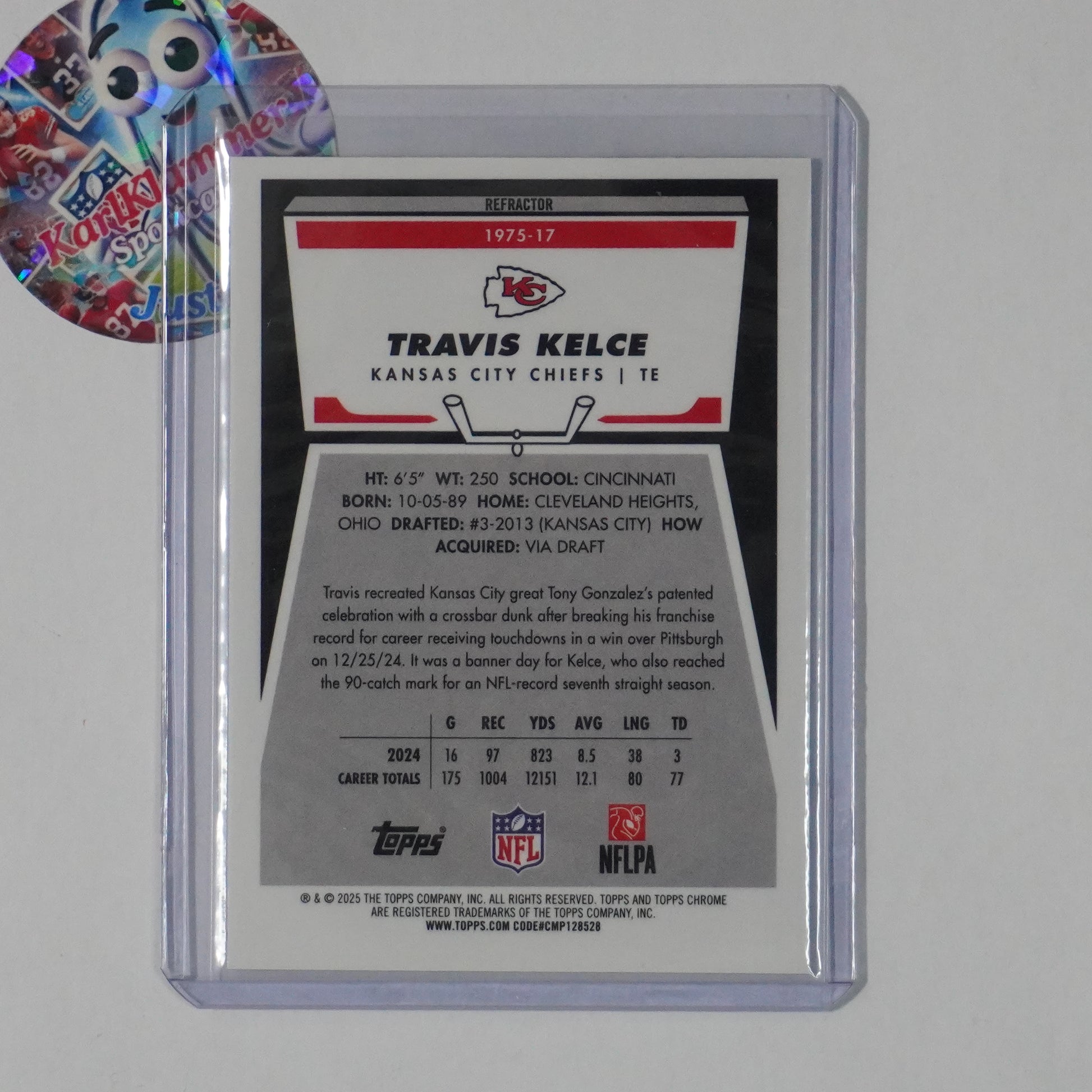 2025 Topps Chrome #1975-17 Travis Kelce 1975 Topps Refractor Kansas City Chiefs