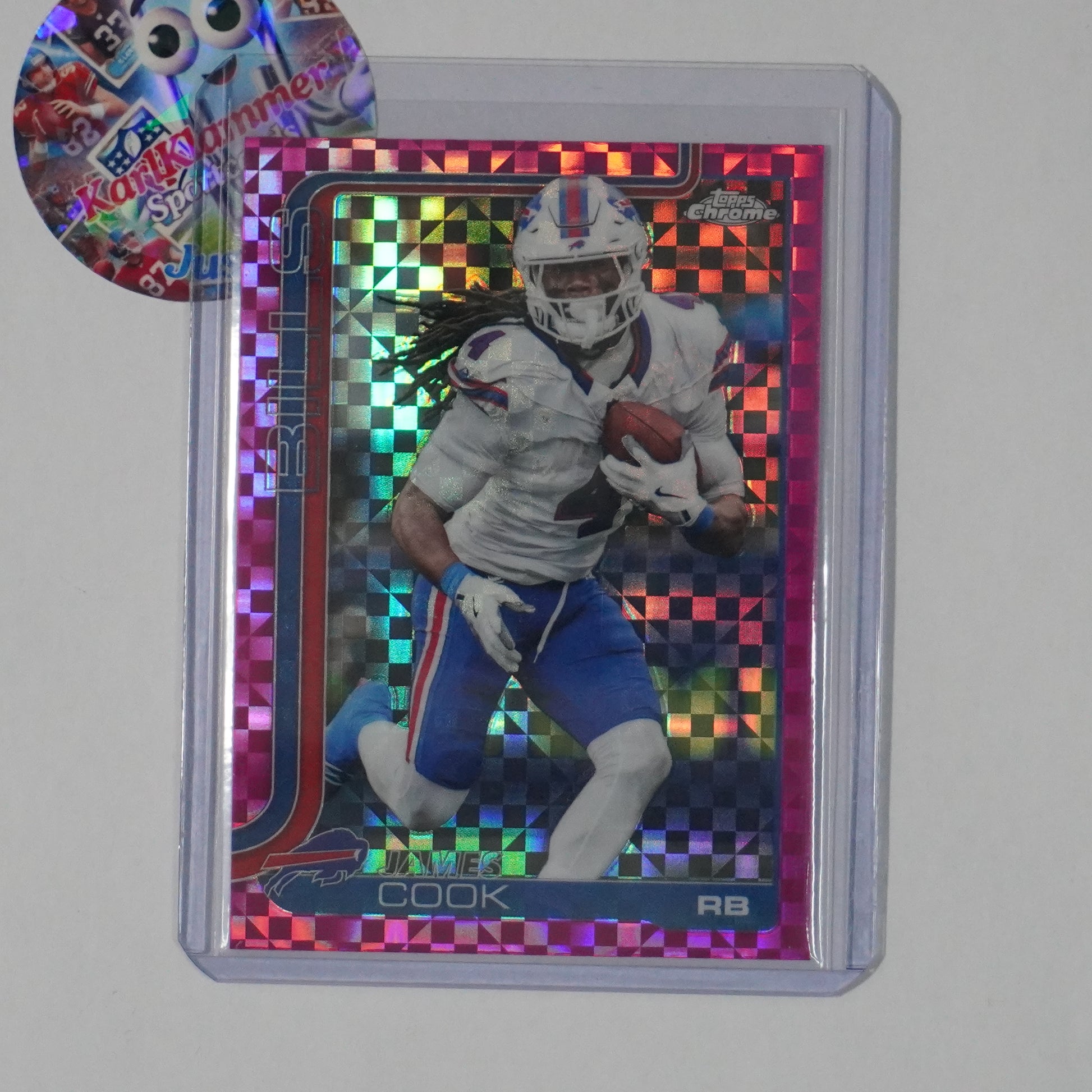 2025 Topps Chrome #35 James Cook Hot Pink X-Fractor Buffalo Bills