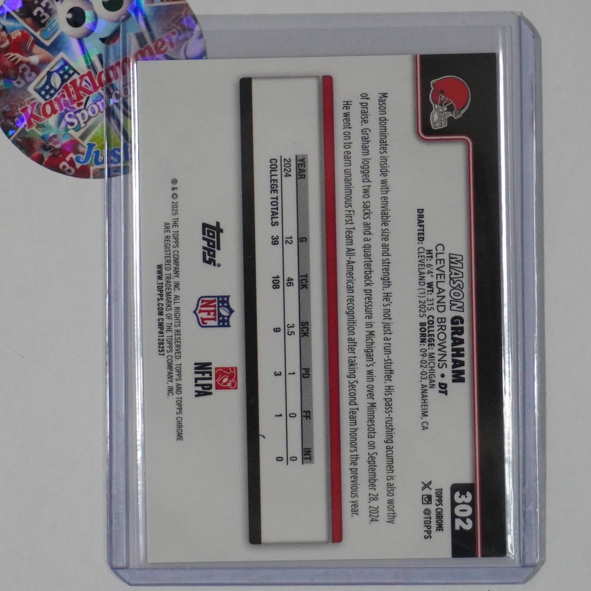 2025 Topps Chrome #302 Mason Graham Refractor Orange Glitter SSP