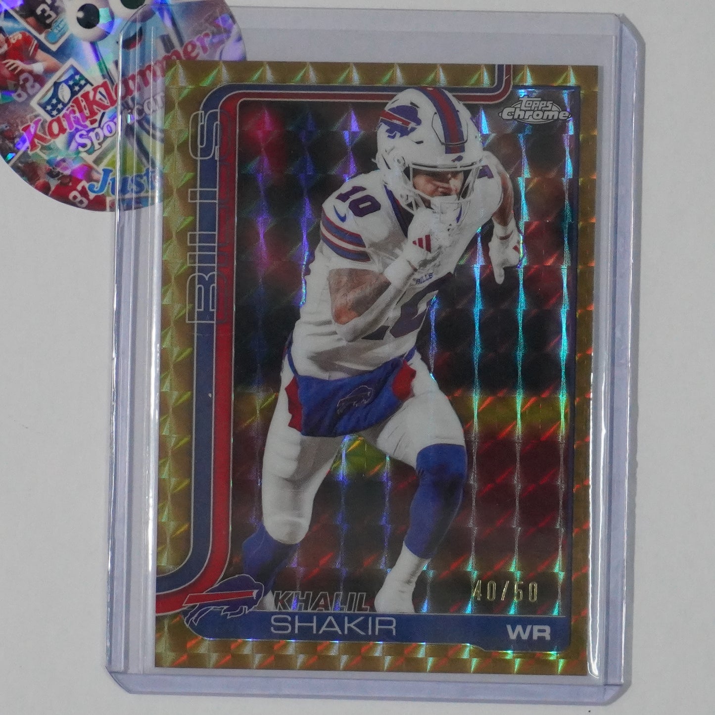2025 Topps Chrome #32 Khalil Shakir Gold Geometric Refractor #/50 Buffalo Bills