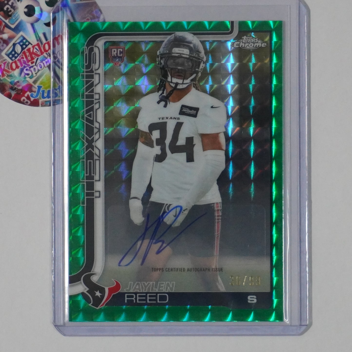 2025 Topps Chrome #RA-JR Jaylen Reed Rookie Auto Green Geometric Refractor #/99