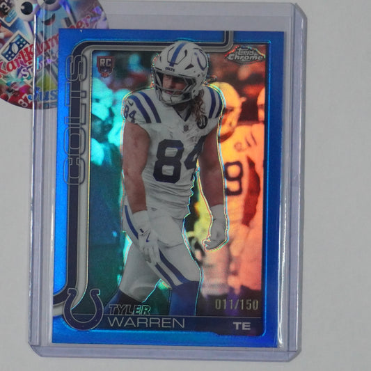 2025 Topps Chrome #346 Tyler Warren Blue Refractor #/150 Indianapolis Colts
