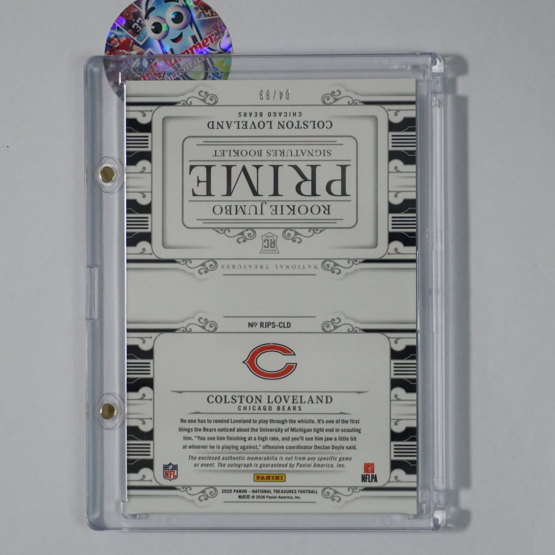 2025 Panini National Treasures #RJPS-CLD Colston Loveland Rookie Booklet #/99