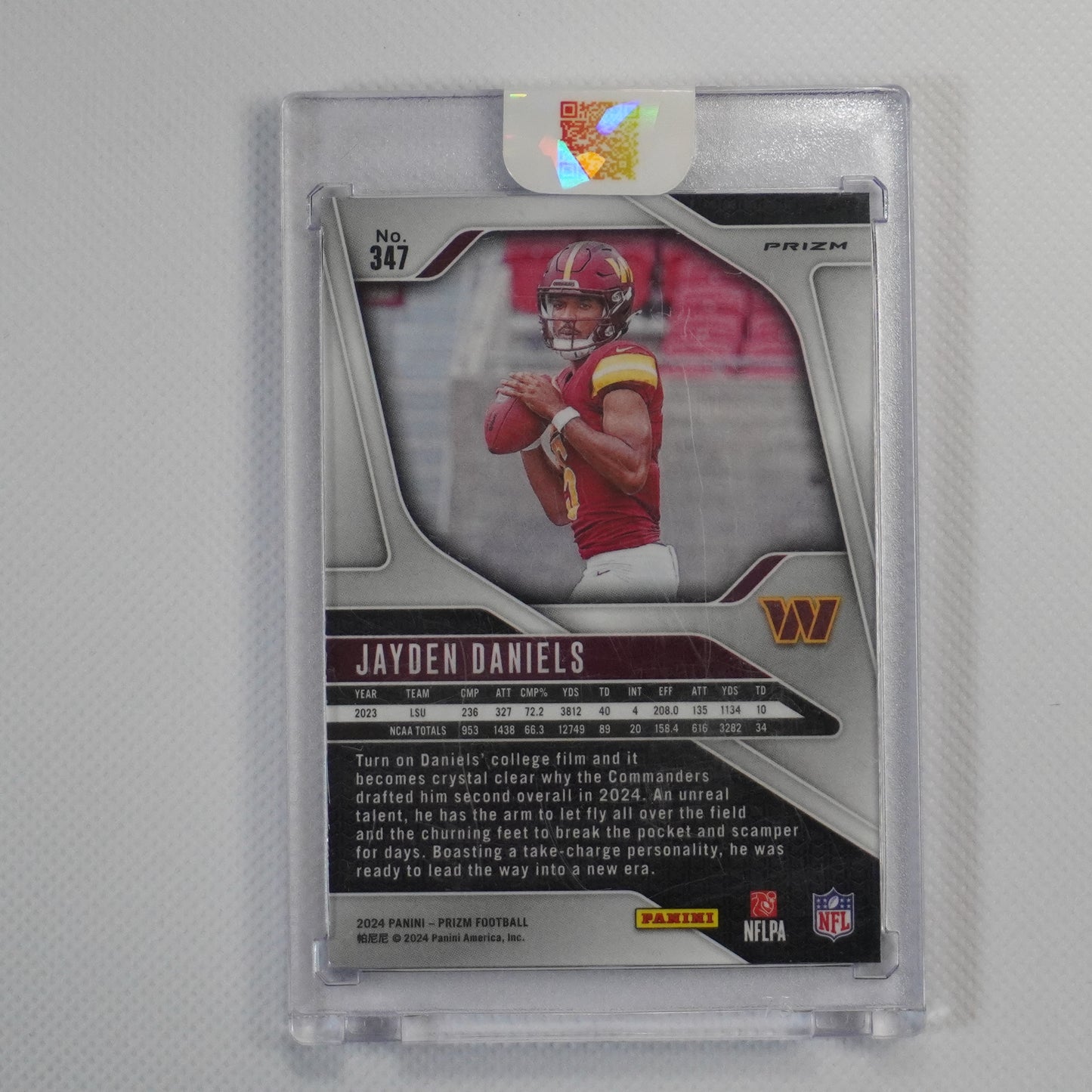 2024 Panini Prizm #347 Jayden Daniels Red White and Blue Washington Commanders