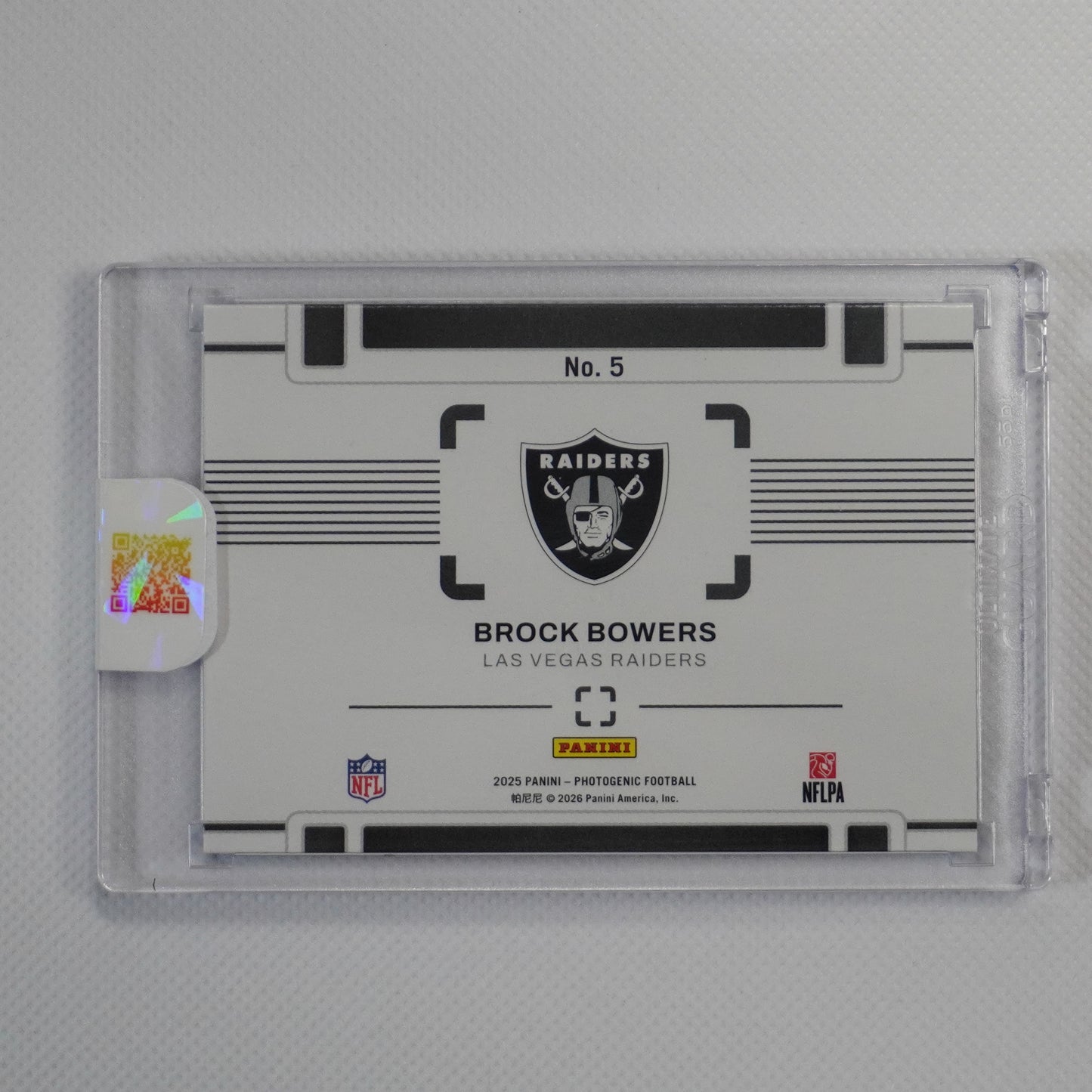 2025 Panini Photogenic #5 Brock Bowers A Different View Platinum #/5 Raiders