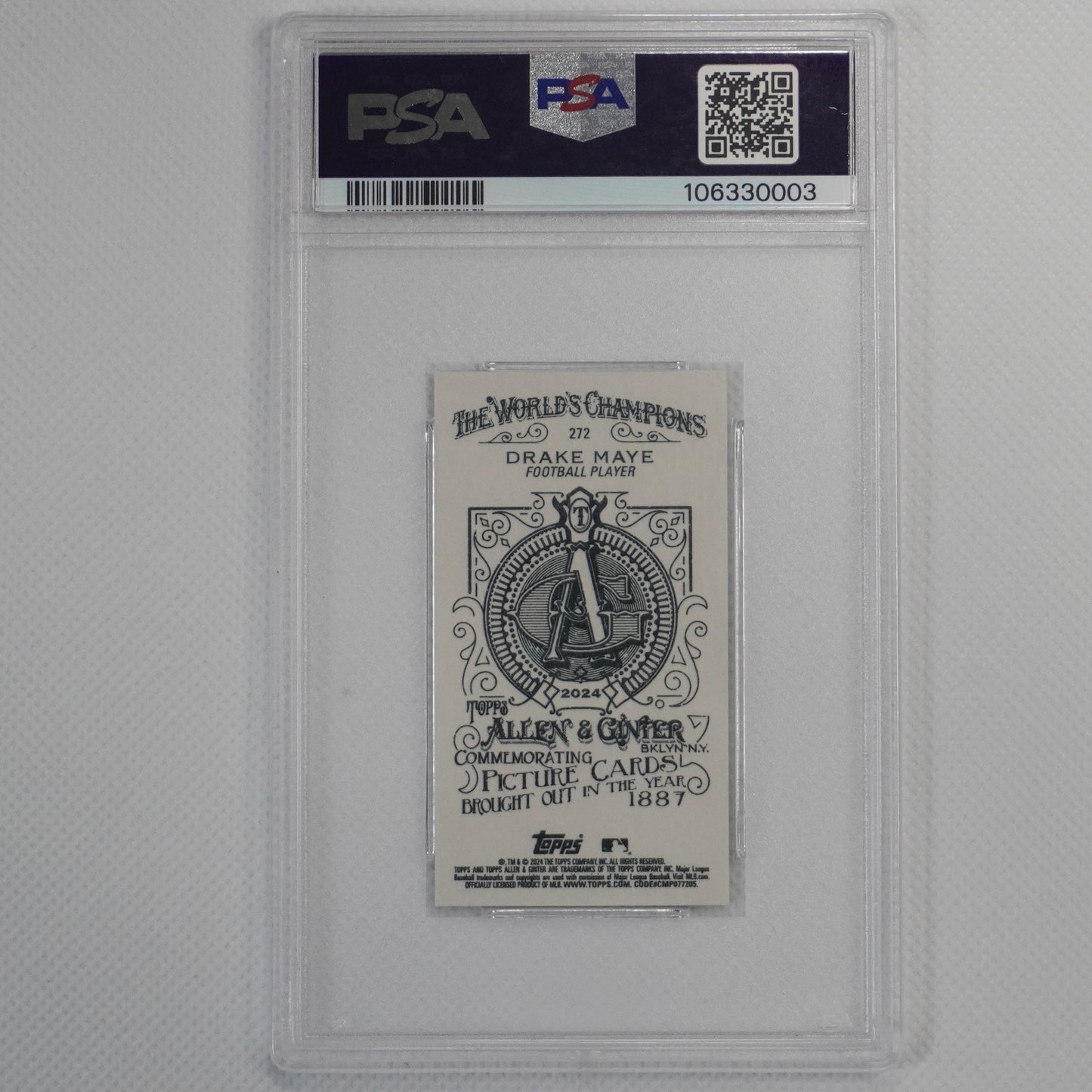 2024 Topps Allen & Ginter #272 Drake Maye Mini PSA 10