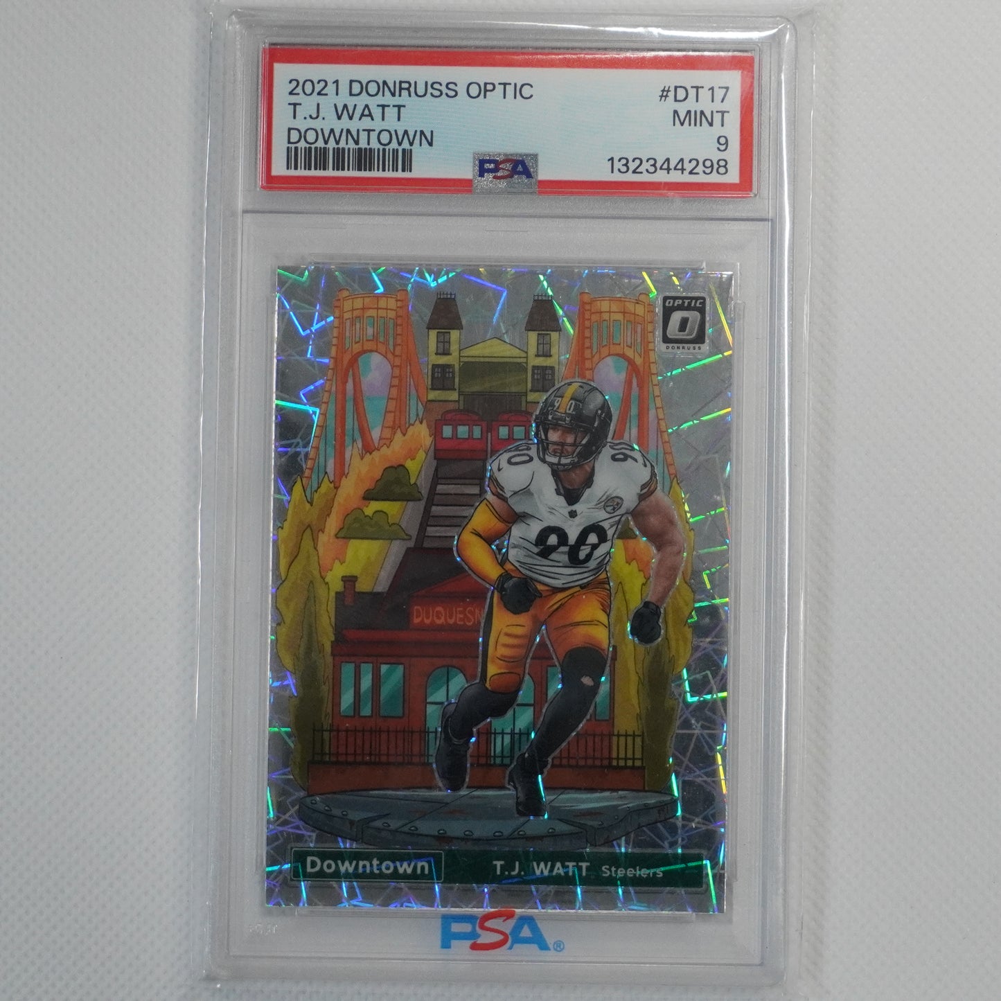 2021 Donruss Optic #DT-17 T.J. Watt Downtown! PSA 9 Pittsburgh Steelers