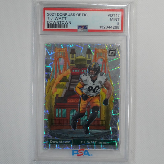 2021 Donruss Optic #DT-17 T.J. Watt Downtown! PSA 9 Pittsburgh Steelers