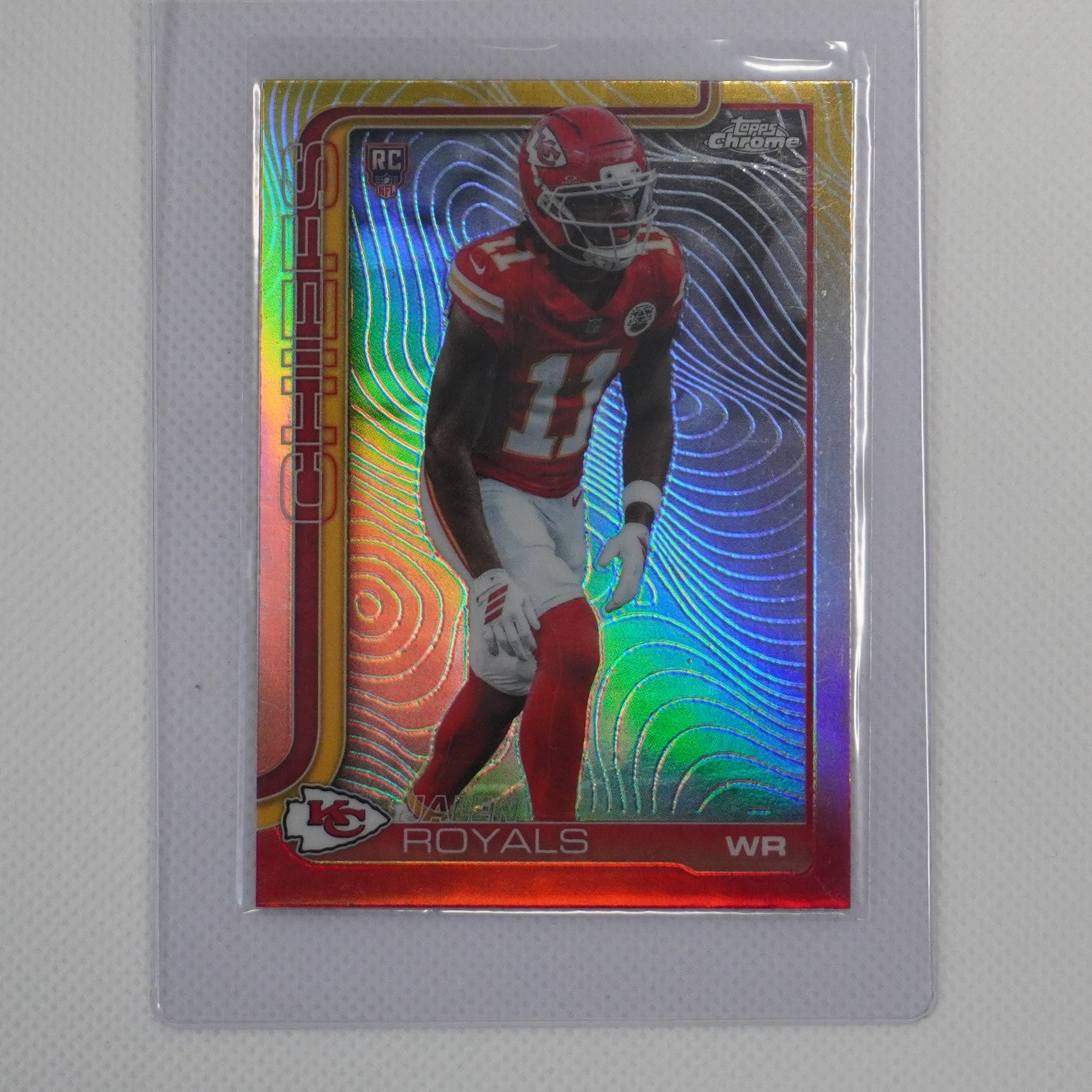 2025 Topps Chrome #337 Jalen Royals Etch Refractor Kansas City Chiefs RC