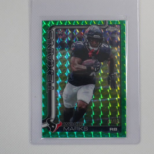 2025 Topps Chrome #372 Woody Marks Green Geometric Refractor #/99 Houston Texans