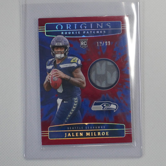 2025 Panini Origins #RPH-JME Jalen Milroe Rookie Patches Red #/99