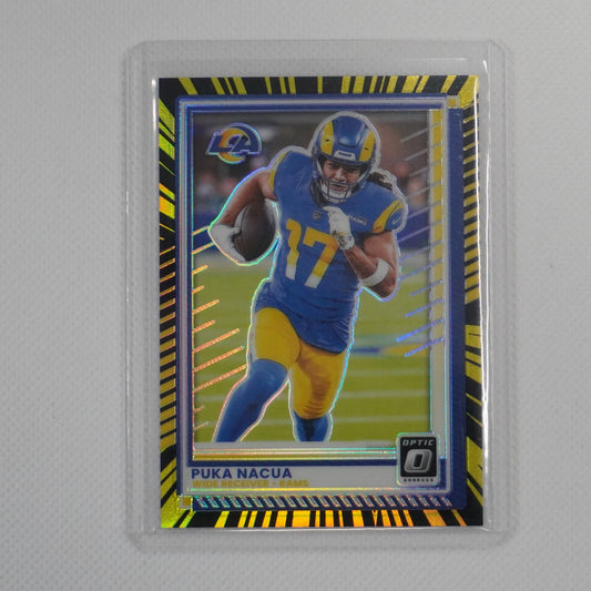 2025 Donruss Optic #192 Puka Nacua Electricity #/75 Los Angeles Rams SN