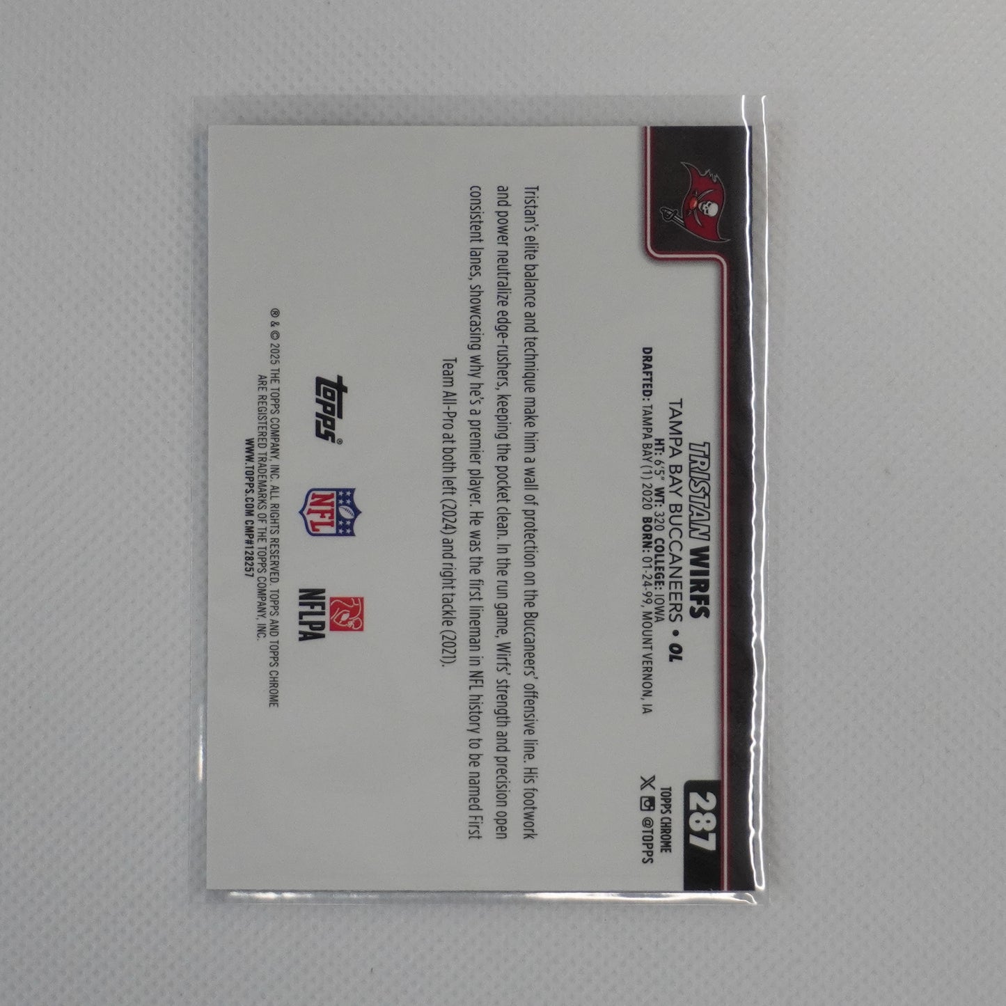 2025 Topps Chrome #287 Tristan Wirfs X-Fractor Tampa Bay Buccaneers