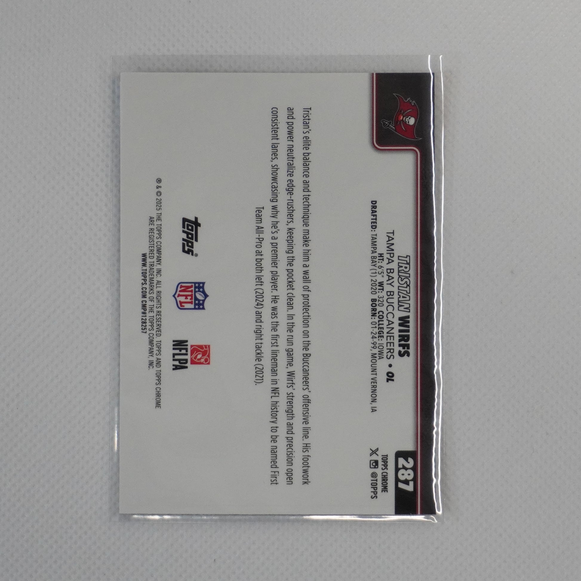 2025 Topps Chrome #287 Tristan Wirfs X-Fractor Tampa Bay Buccaneers
