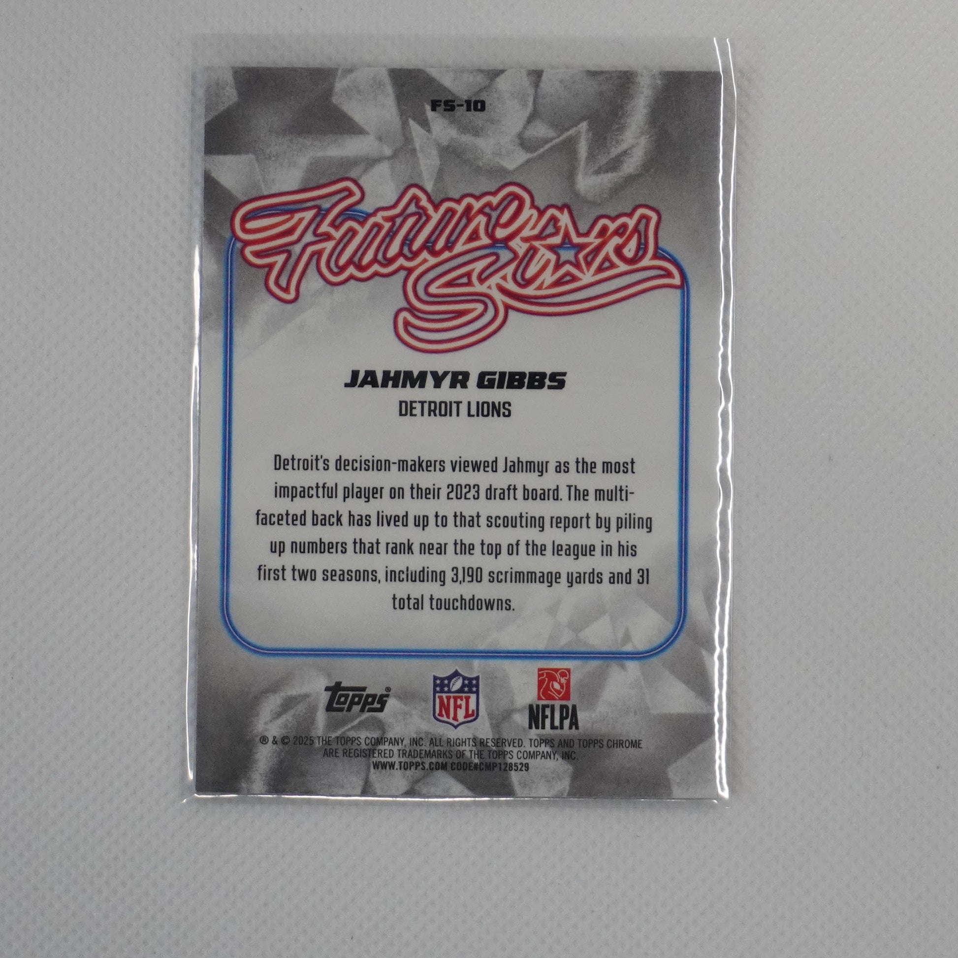 2025 Topps Chrome #FS-10 Jahmyr Gibbs Future Stars X-Fractor Detroit Lions
