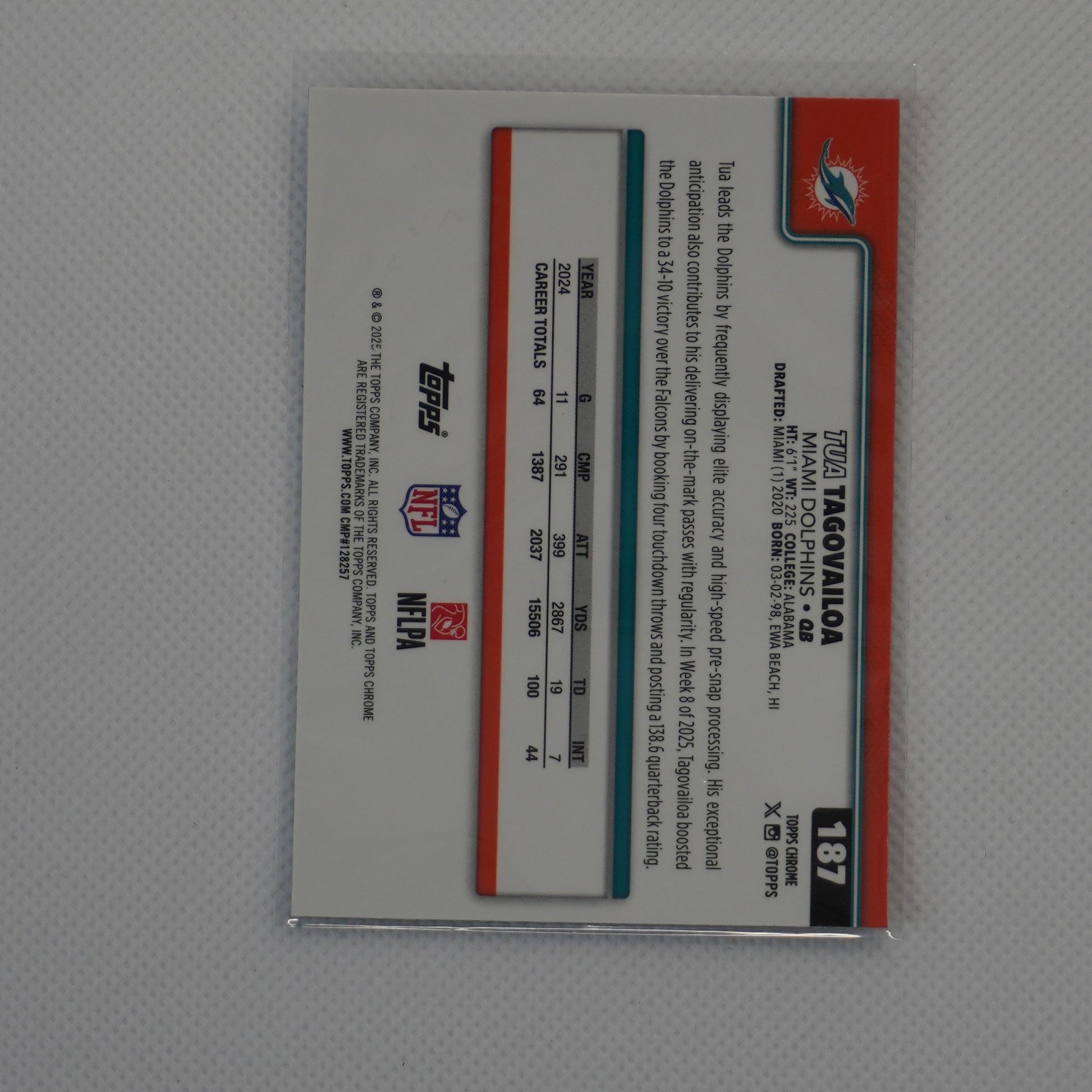 2025 Topps Chrome #187 Tua Tagovailoa X-Fractor Miami Dolphins