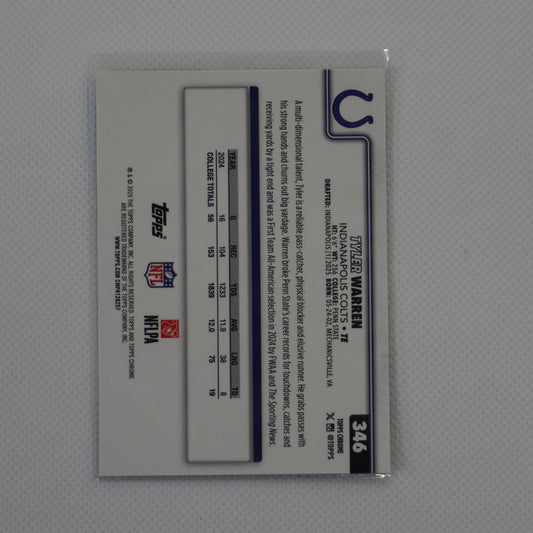 2025 Topps Chrome #346 Tyler Warren Indianapolis Colts RC