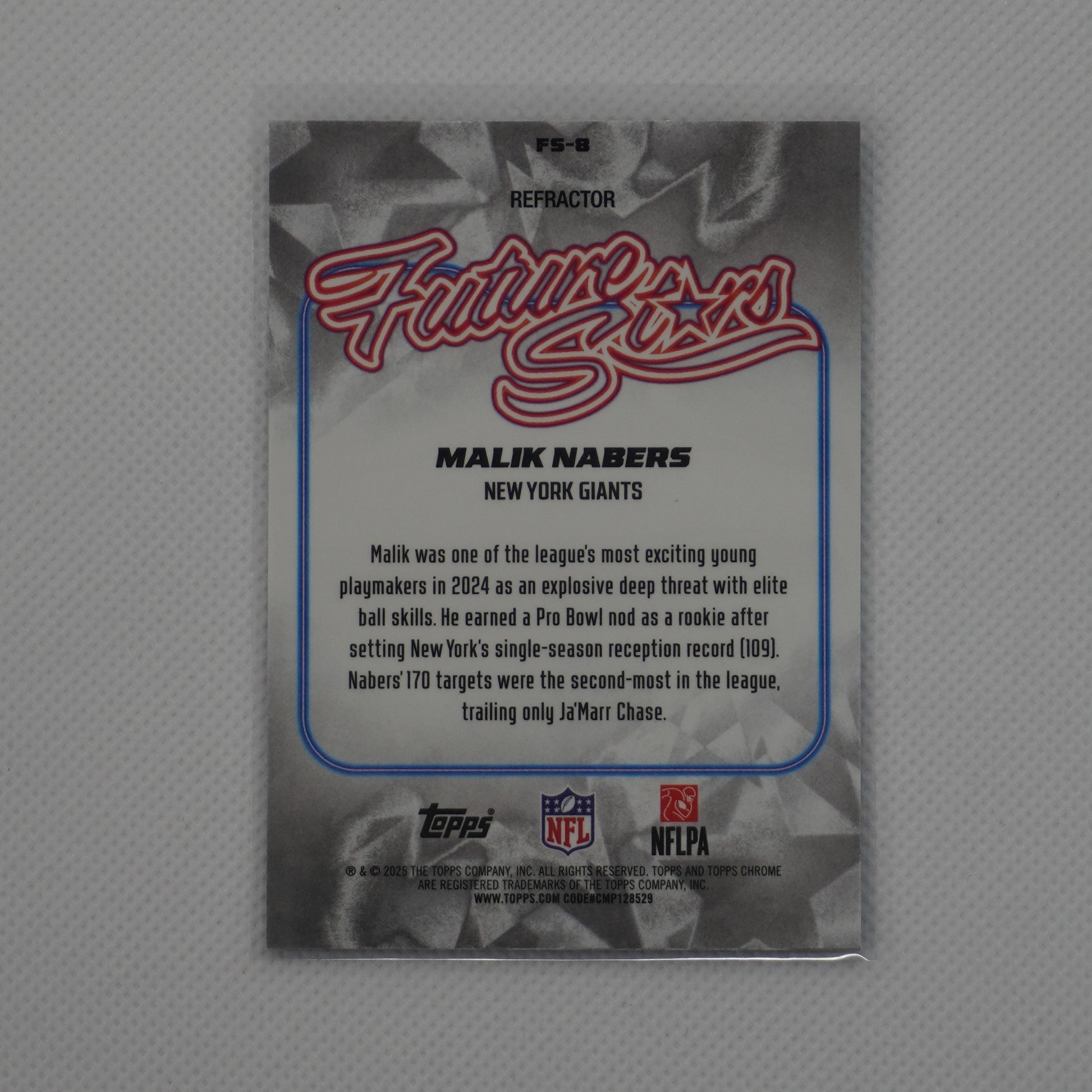2025 Topps Chrome #FS-8 Malik Nabers Future Stars Refractor New York Giants