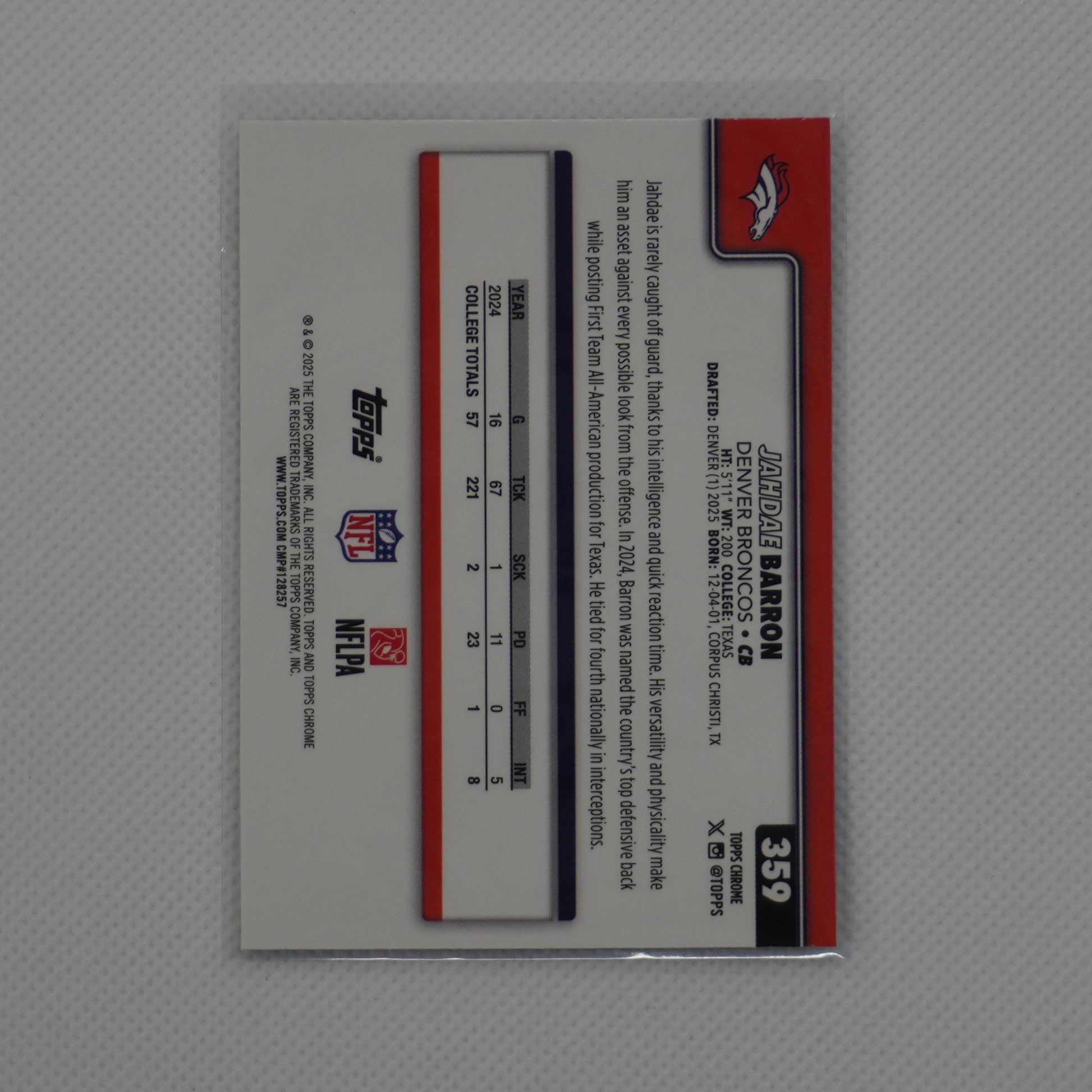 2025 Topps Chrome #359 Jahdae Barron Denver Broncos RC