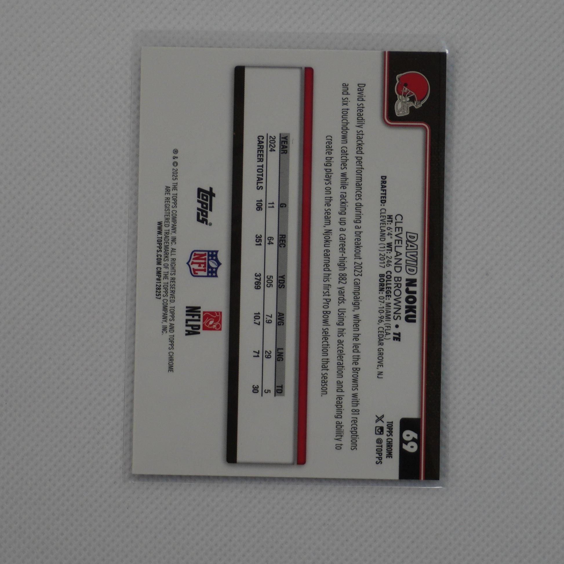 2025 Topps Chrome #69 David Njoku Cleveland Browns