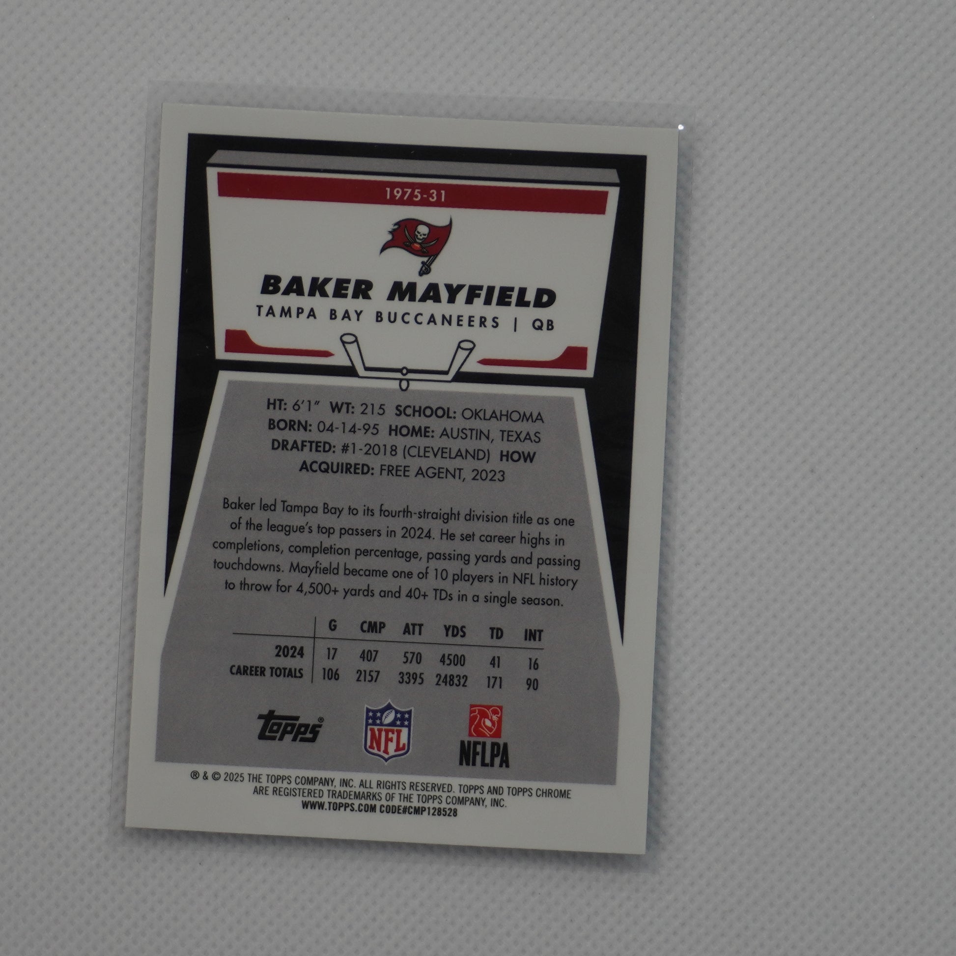 2025 Topps Chrome #1975-31 Baker Mayfield 1975 Topps Tampa Bay Buccaneers