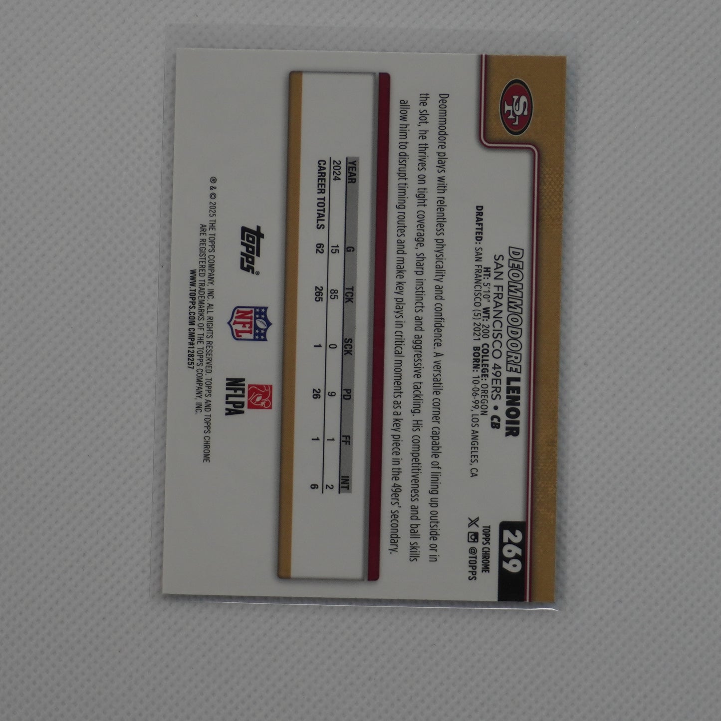 2025 Topps Chrome #269 Deommodore Lenoir X-Fractor San Francisco 49ers