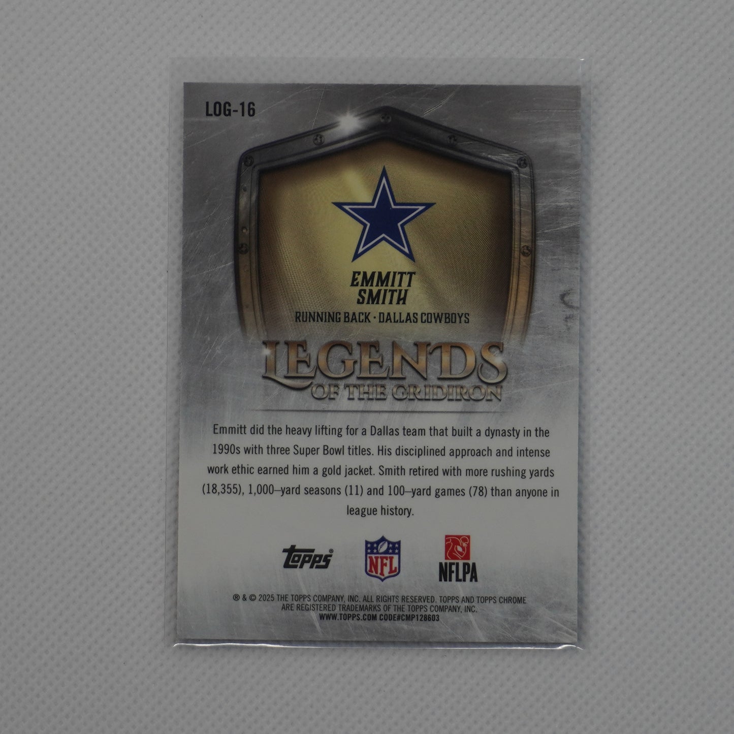 2025 Topps Chrome #LOG-16 Emmitt Smith Legends of the Gridiron Dallas Cowboys