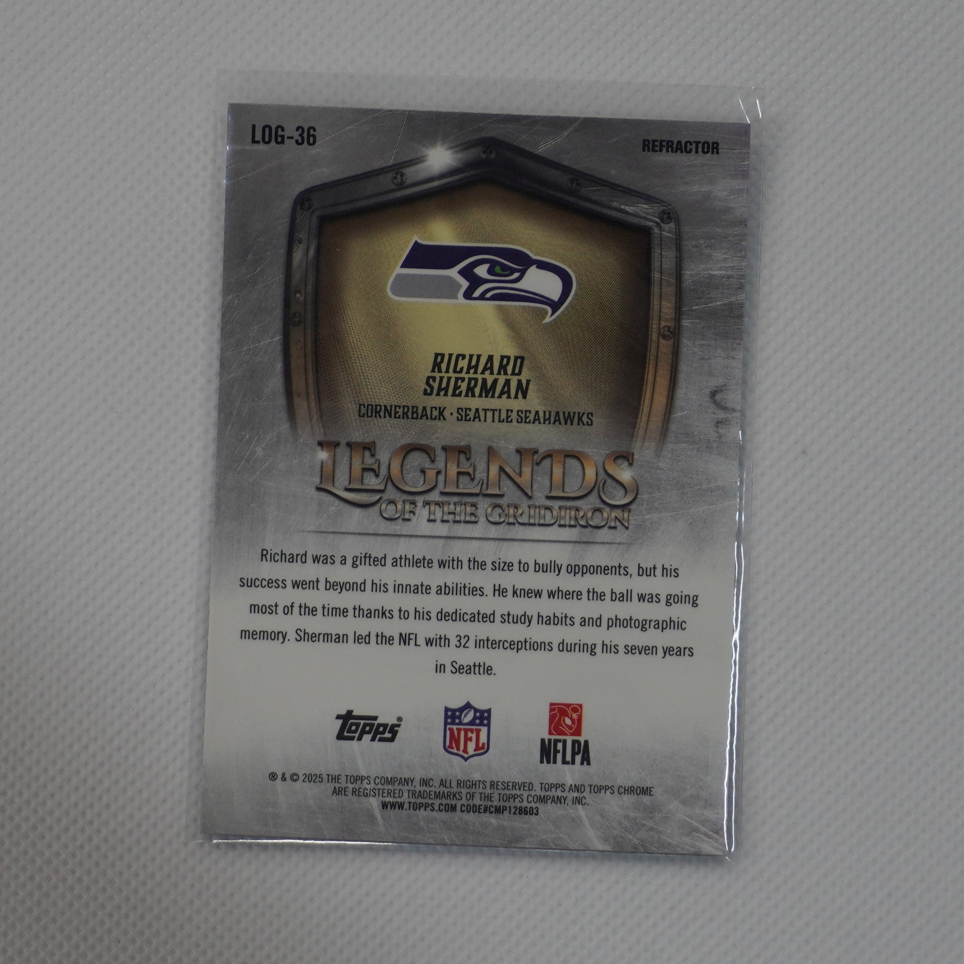 2025 Topps Chrome #LOG-36 Richard Sherman Legends Gridiron Refractor Seahawks