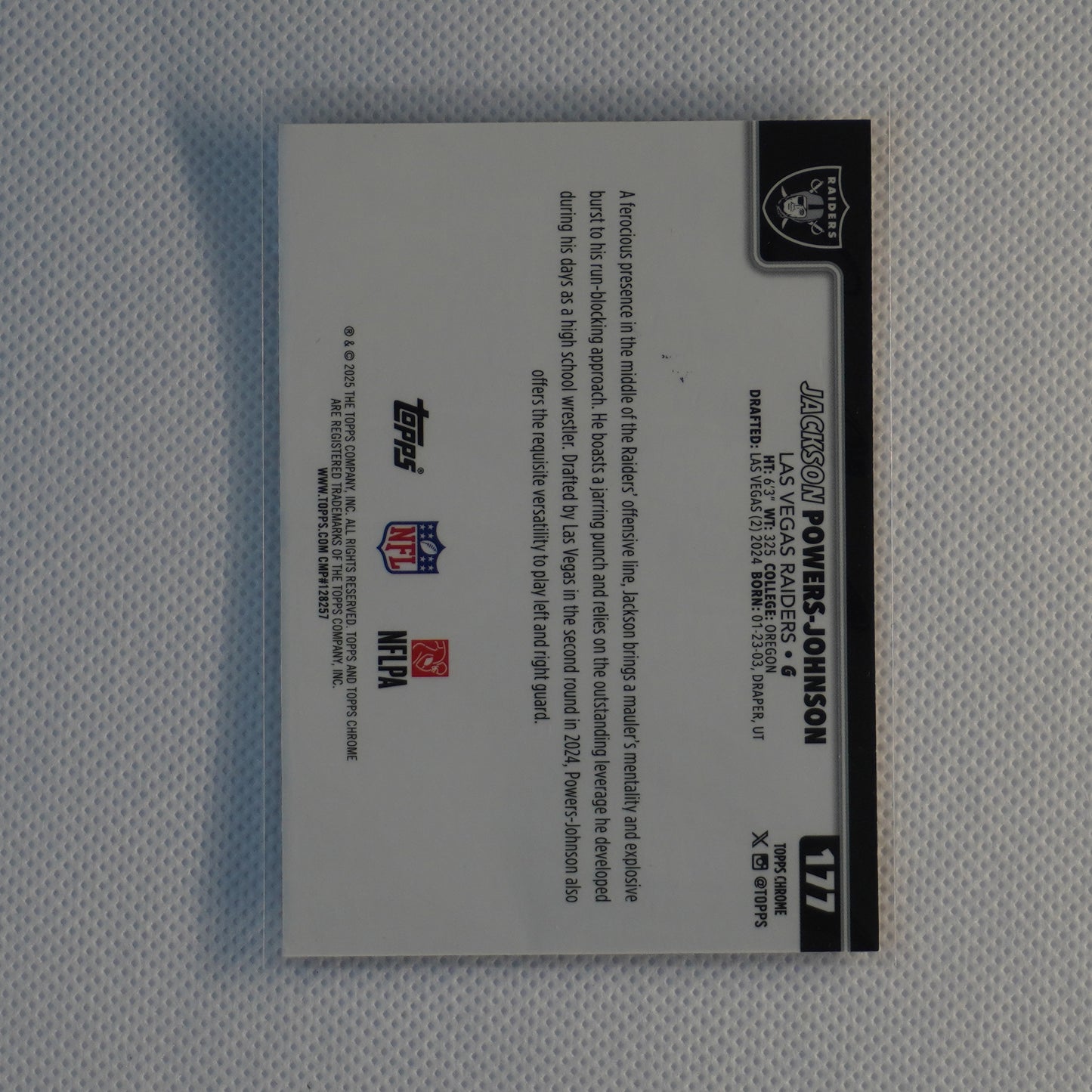 2025 Topps Chrome #177 Jackson Powers-Johnson X-Fractor Las Vegas Raiders