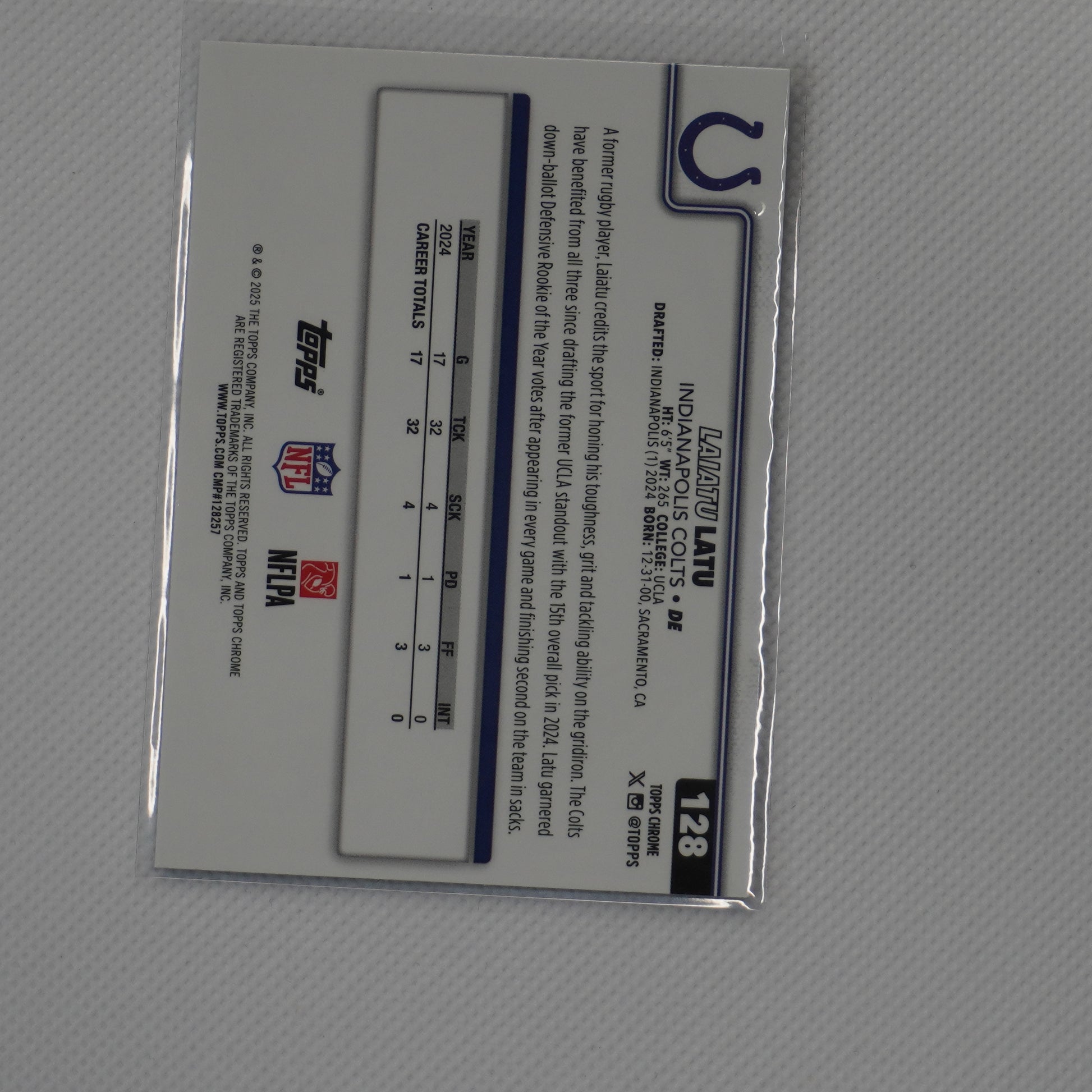 2025 Topps Chrome #128 Laiatu Latu X-Fractor Indianapolis Colts
