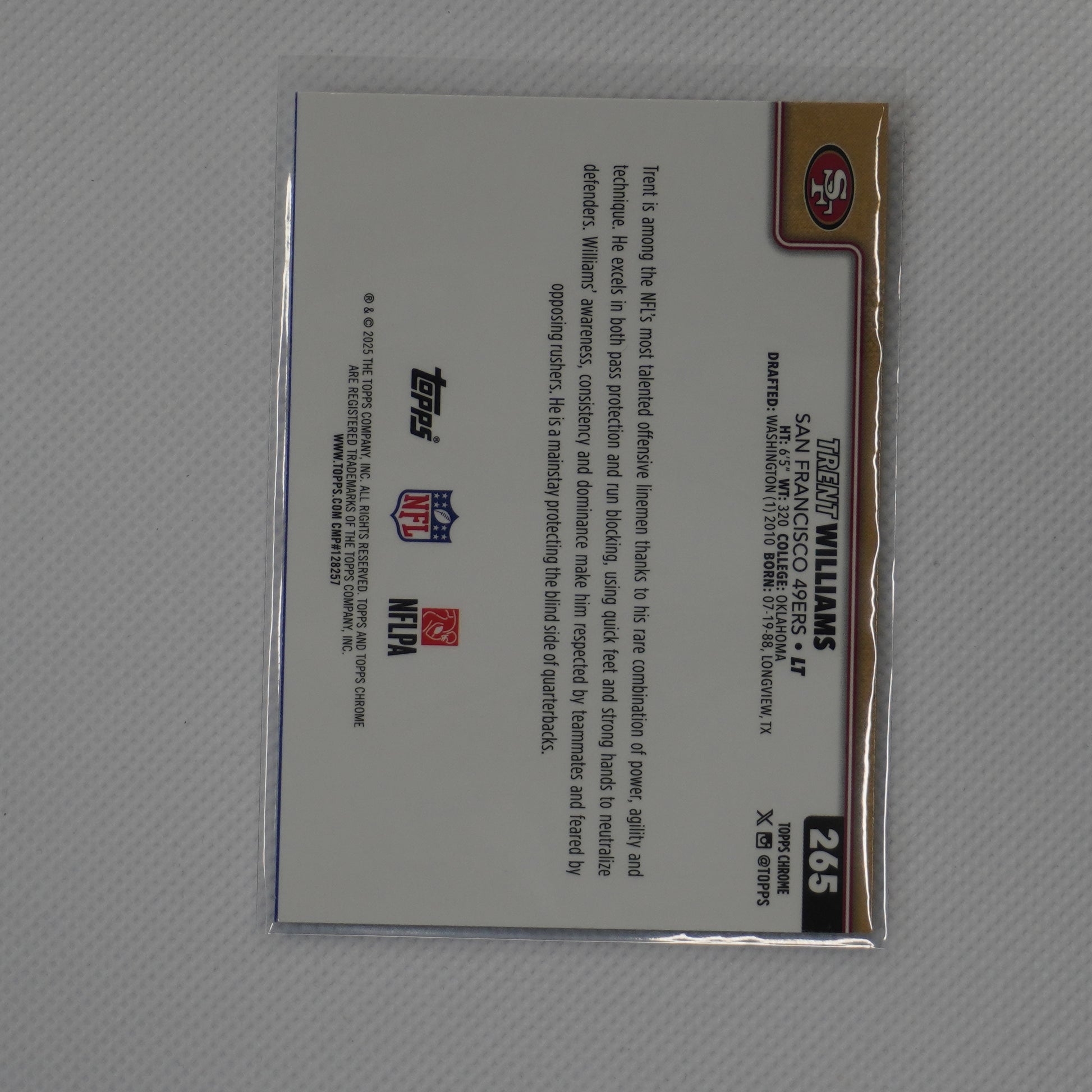 2025 Topps Chrome #265 Trent Williams Pulsar Refractor San Francisco 49ers