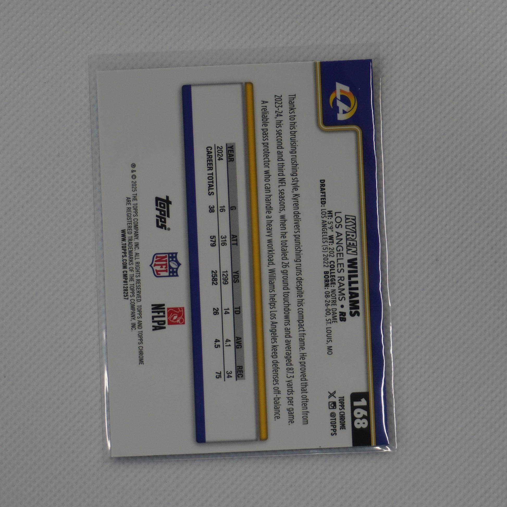 2025 Topps Chrome #168 Kyren Williams X-Fractor Los Angeles Rams