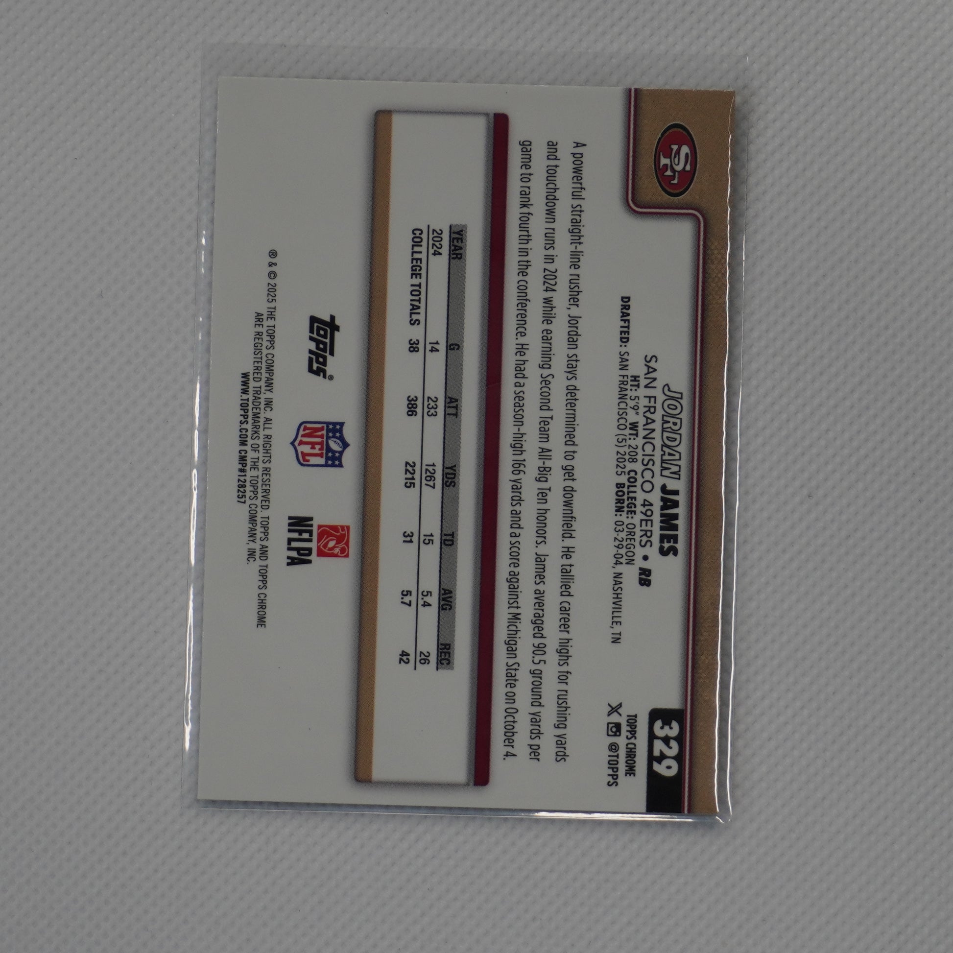 2025 Topps Chrome #329 Jordan James San Francisco 49ers RC