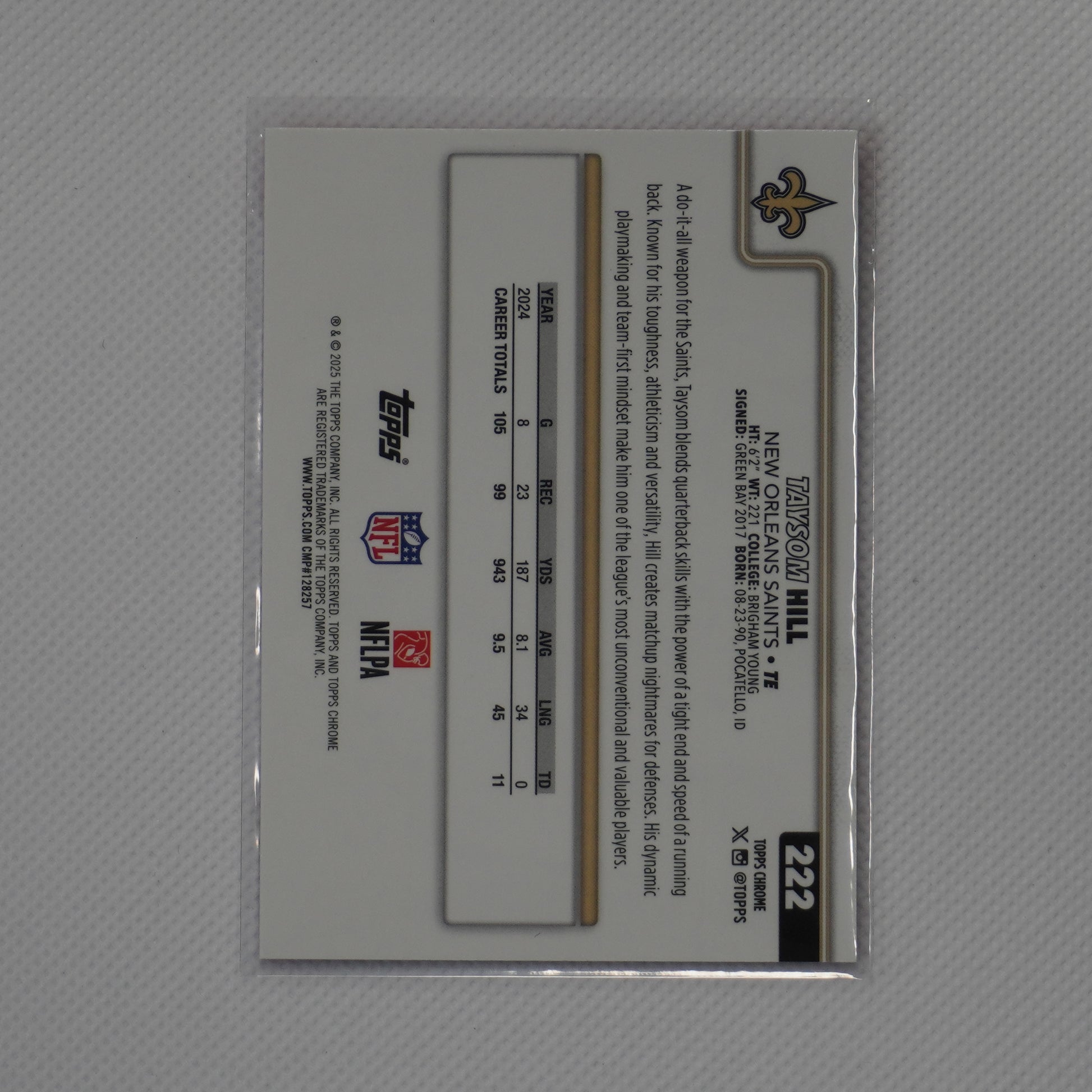 2025 Topps Chrome #222 Taysom Hill Hot Pink X-Fractor New Orleans Saints