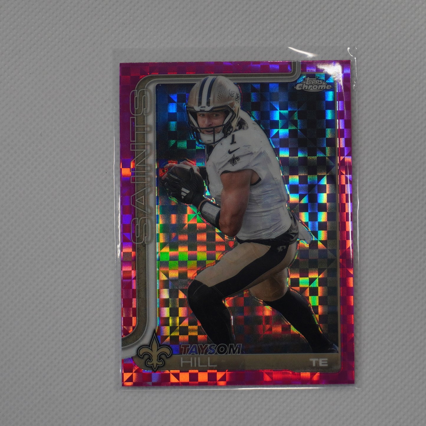 2025 Topps Chrome #222 Taysom Hill Hot Pink X-Fractor New Orleans Saints