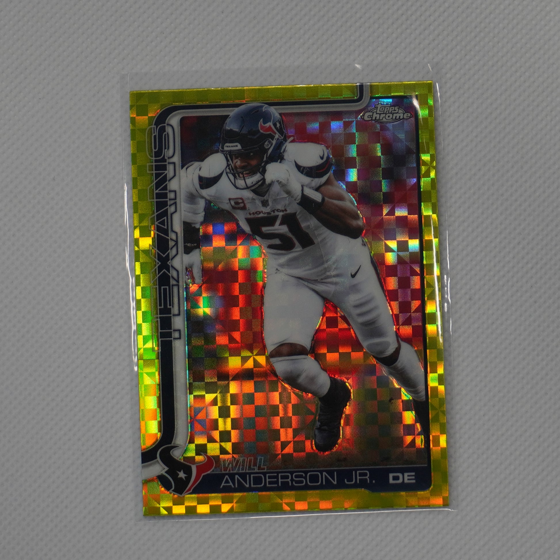 2025 Topps Chrome #121 Will Anderson Jr. Lime Green X-Fractor Houston Texans