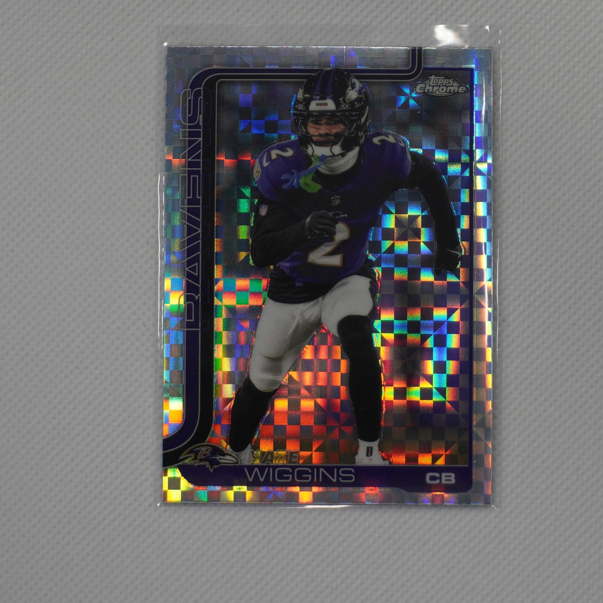 2025 Topps Chrome #28 Nate Wiggins X-Fractor Baltimore Ravens