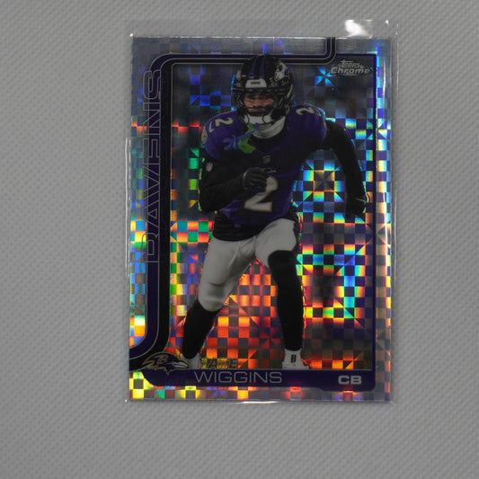 2025 Topps Chrome #28 Nate Wiggins X-Fractor Baltimore Ravens