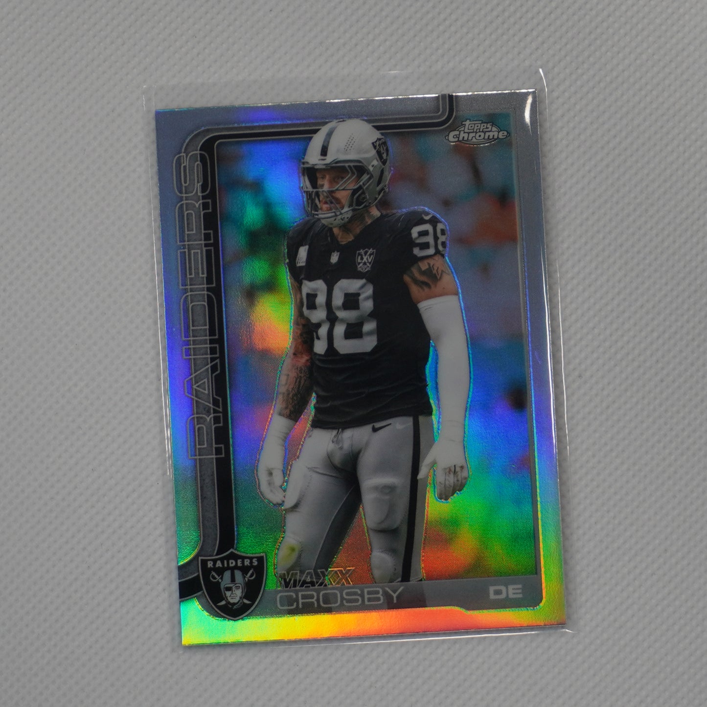 2025 Topps Chrome #180 Maxx Crosby Red White and Blue Refractor Raiders