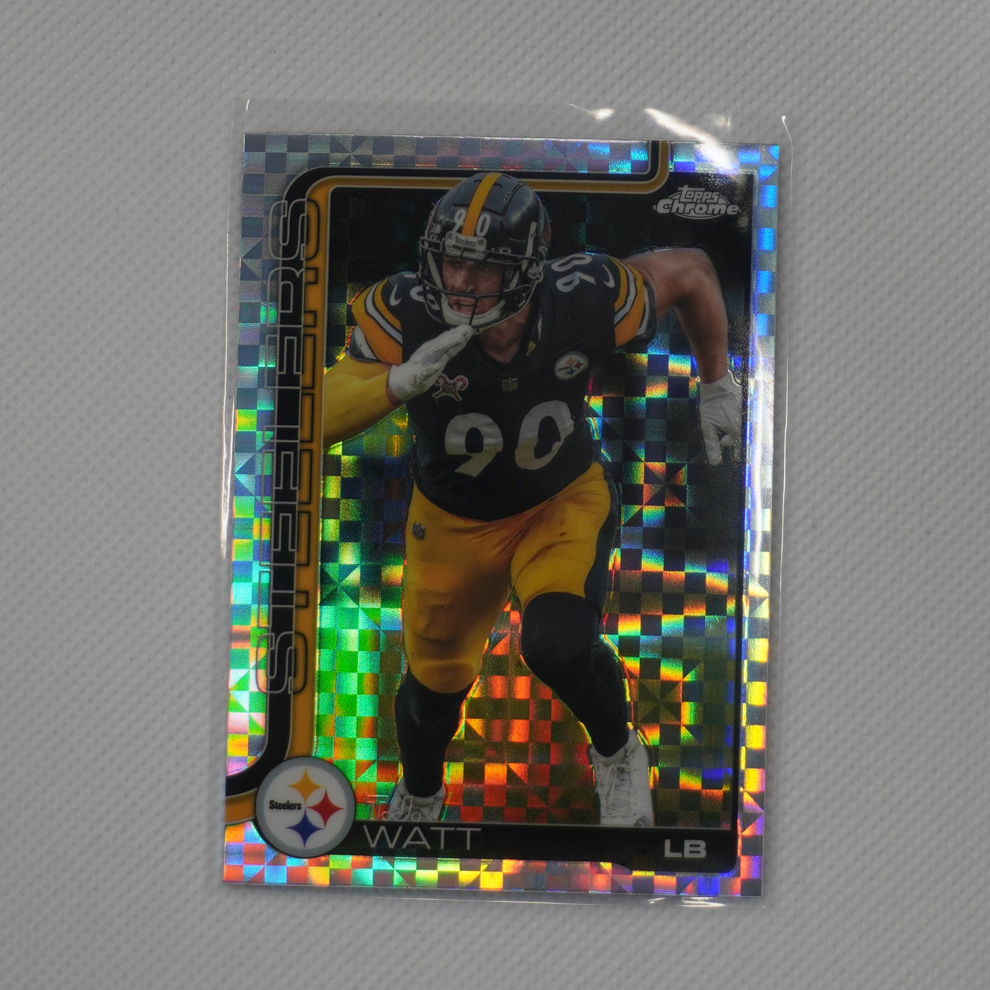 2025 Topps Chrome #258 T.J. Watt X-Fractor Pittsburgh Steelers