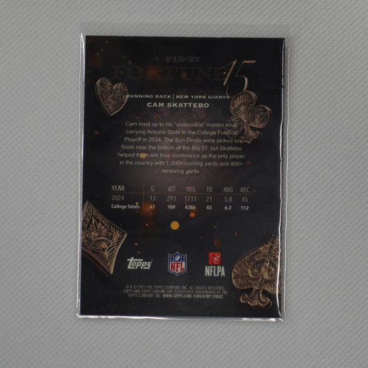 2025 Topps Chrome #F15-27 Cam Skattebo Fortune 15 New York Giants