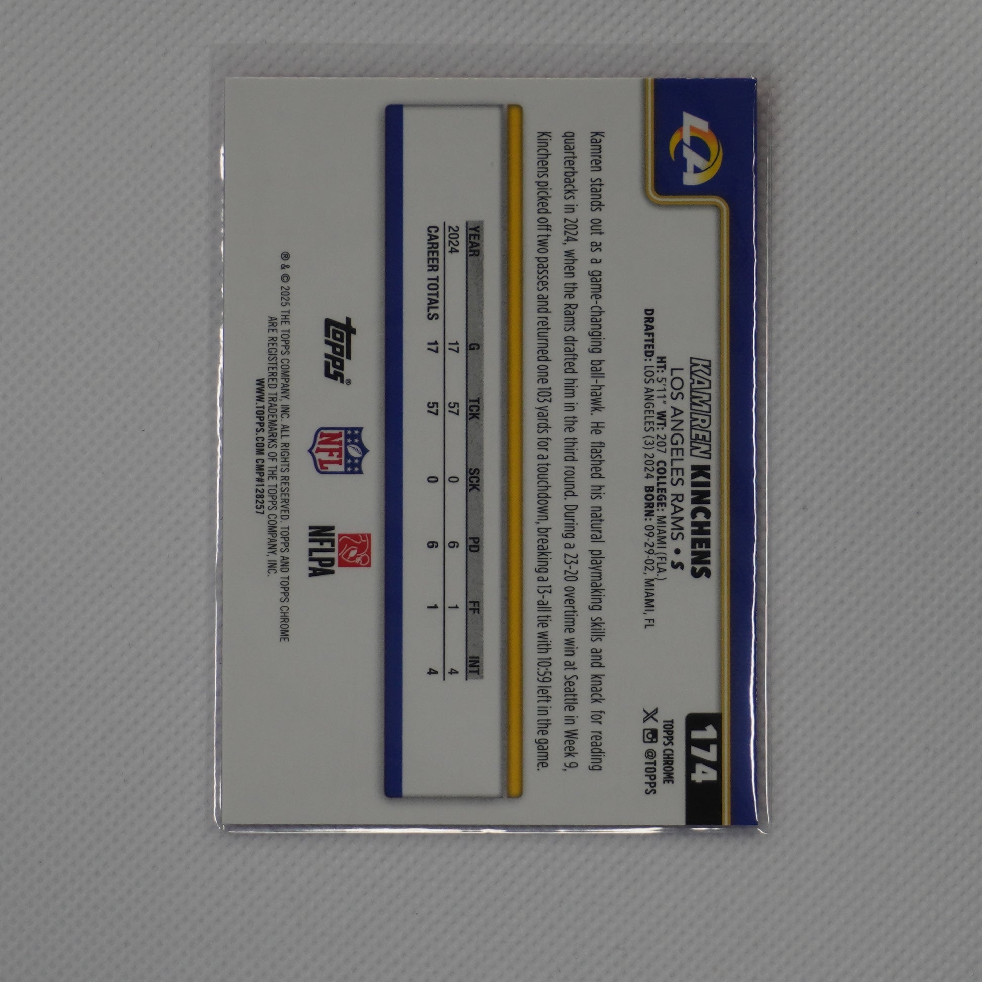 2025 Topps Chrome #174 Kamren Kinchens Hot Pink X-Fractor Los Angeles Rams