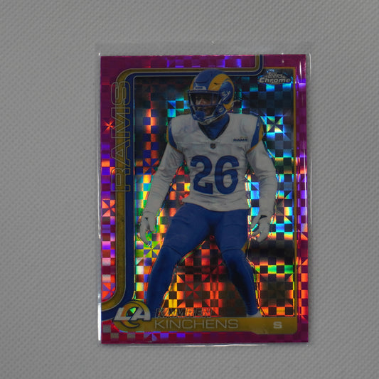 2025 Topps Chrome #174 Kamren Kinchens Hot Pink X-Fractor Los Angeles Rams